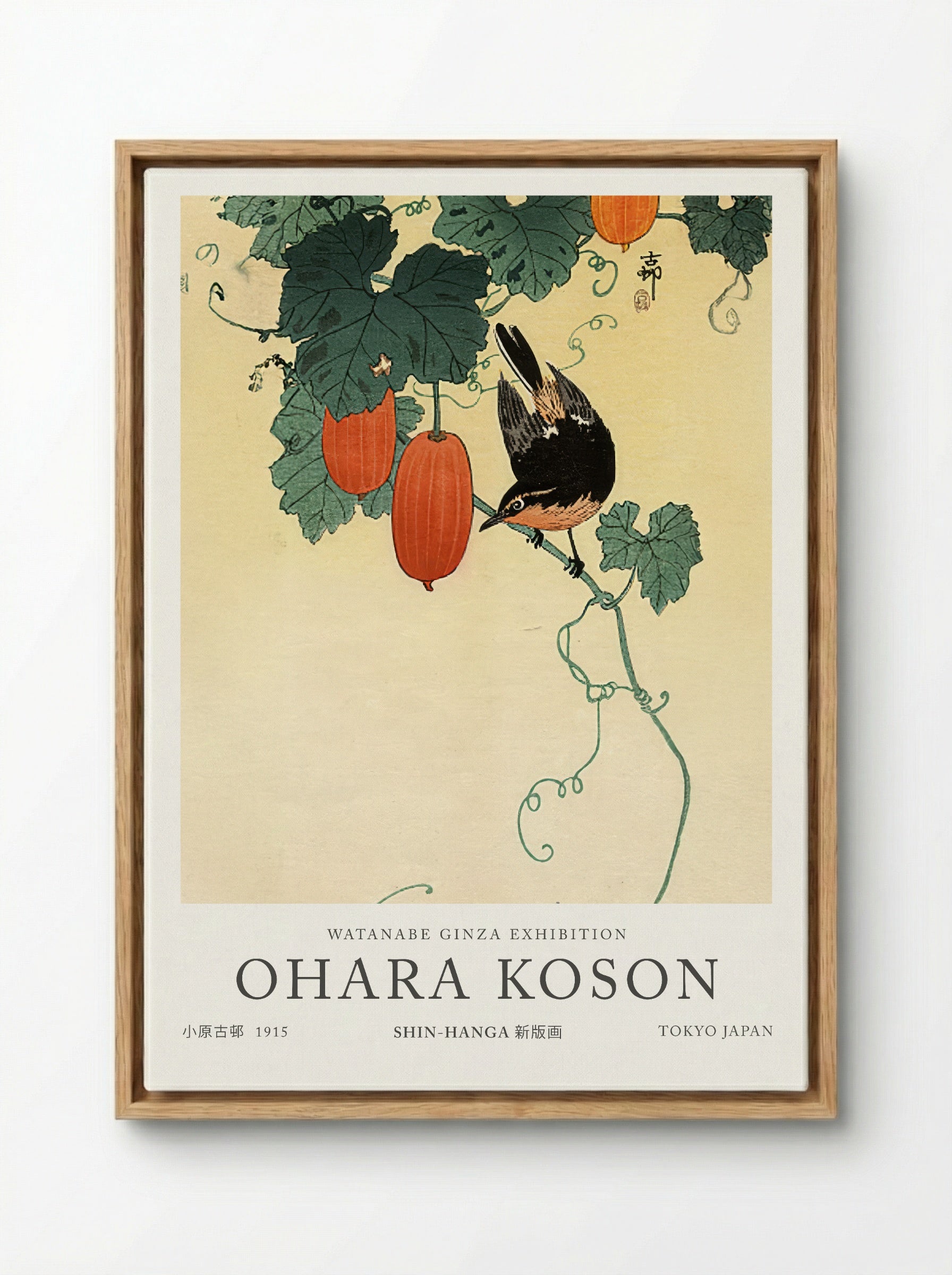 A Flycatcher On Cucumber Bush - Ohara Koson