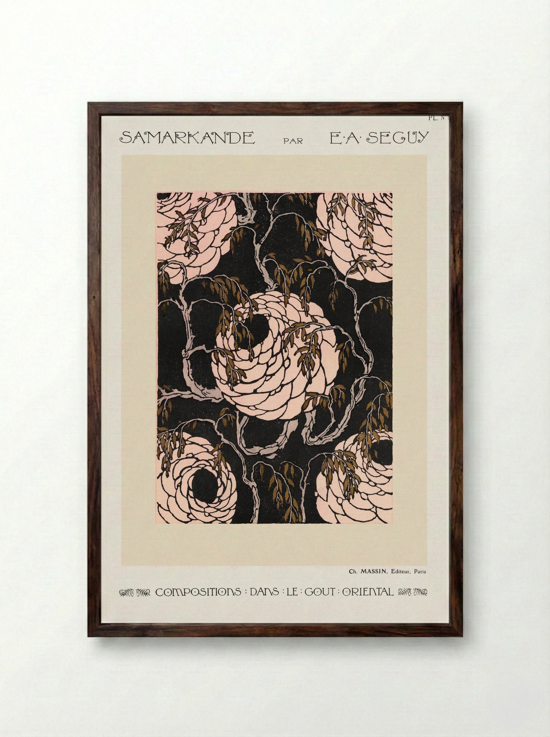 Samarkande, Plate 16 (Floral Composition in the Oriental Style) - Émile-Allain Séguy - Framed Print Dark Wood