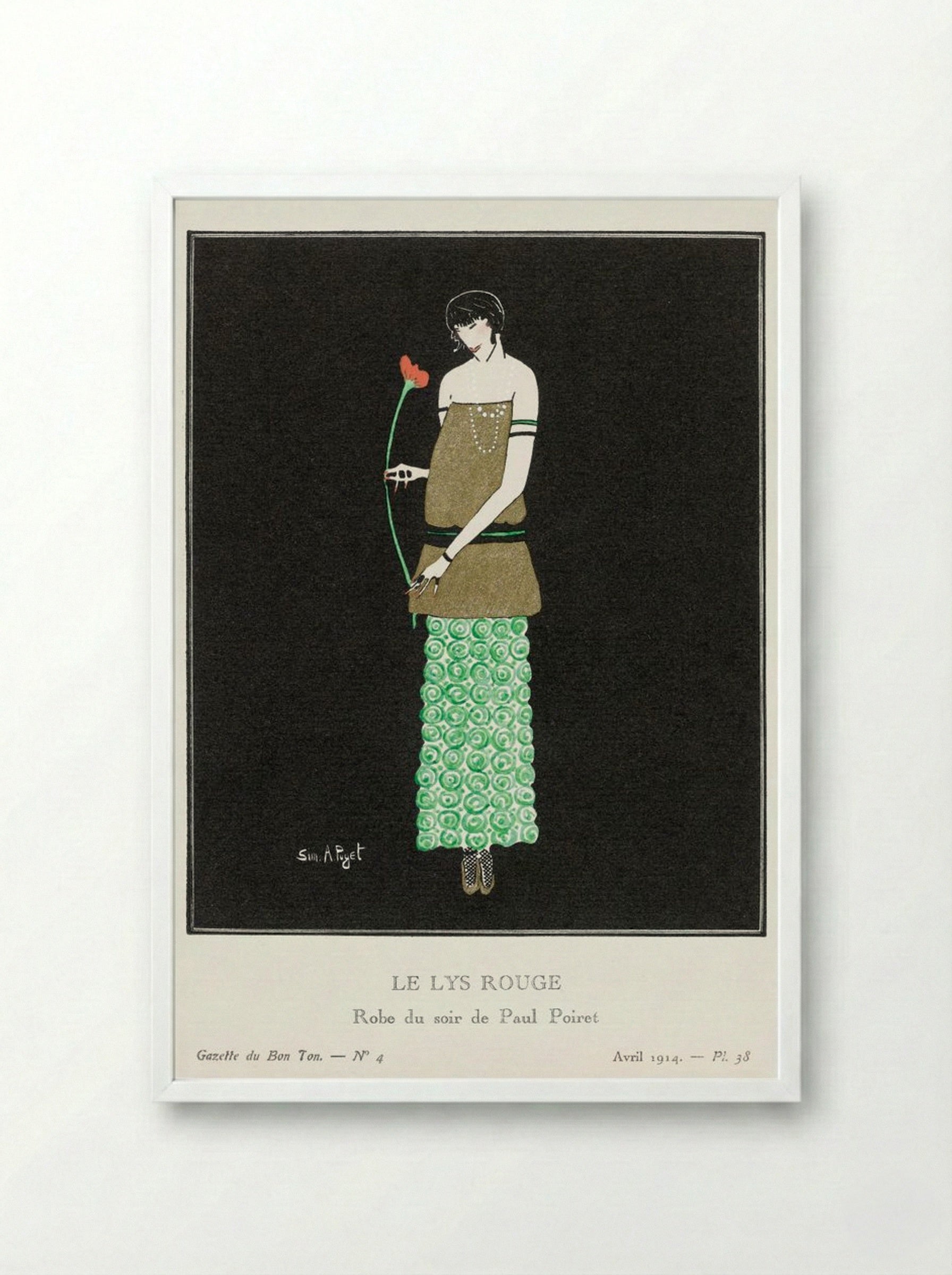 Le Lys Rouge, Robe du Soir de Paul Poiret - Simone A. Puget - Framed Print White