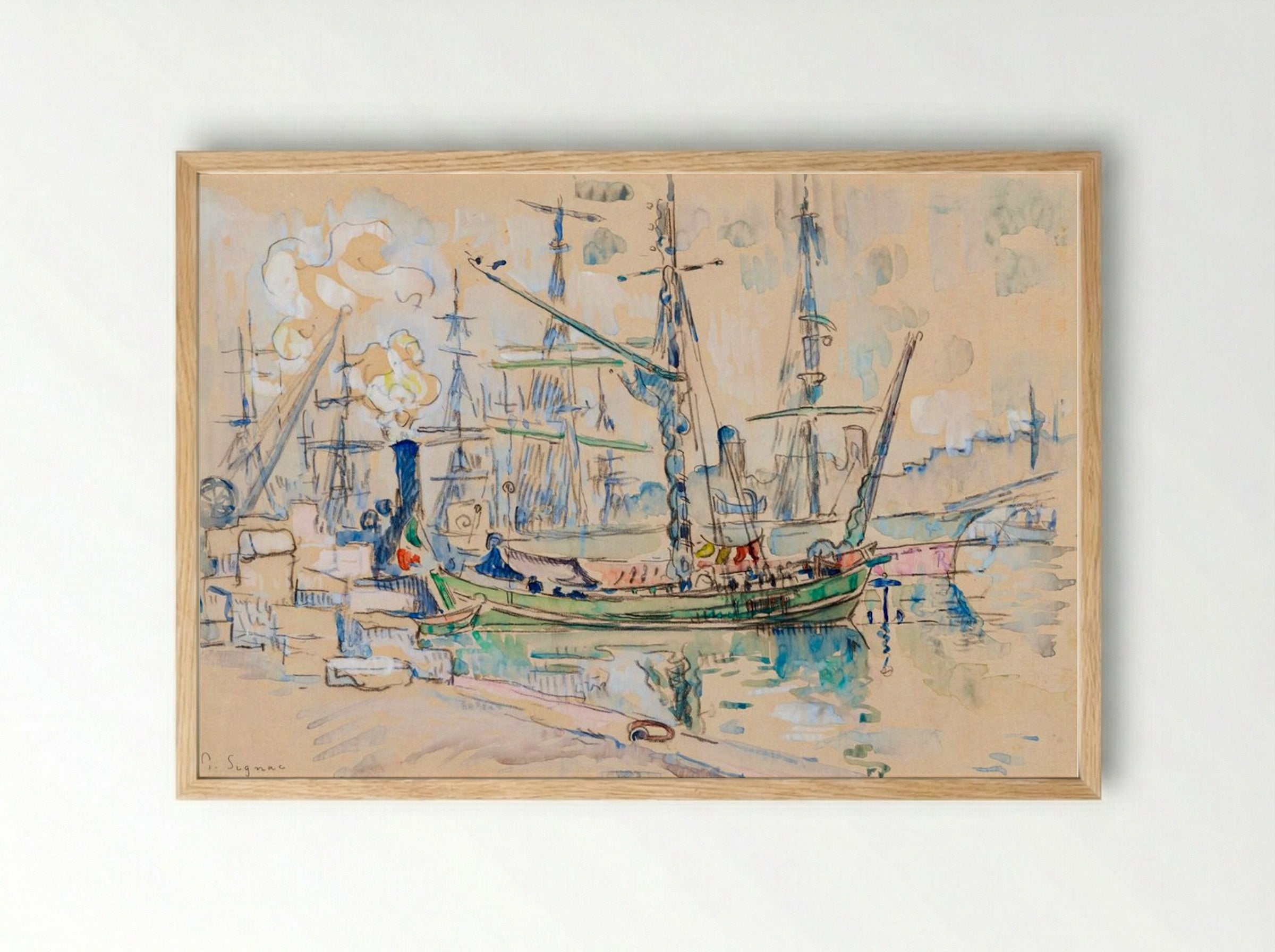 Marseille Harbour - Paul Signac - Framed Print Wood