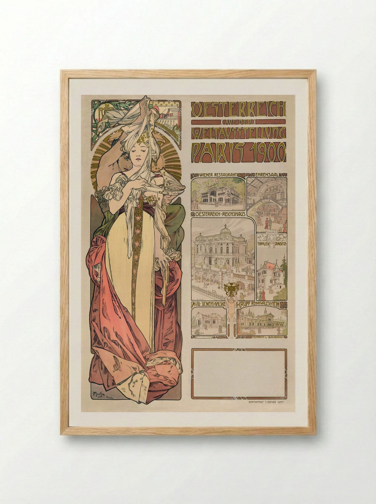 Austria at the Exposition Universelle, Paris 1900 - Alphonse Mucha - Framed Print Wood