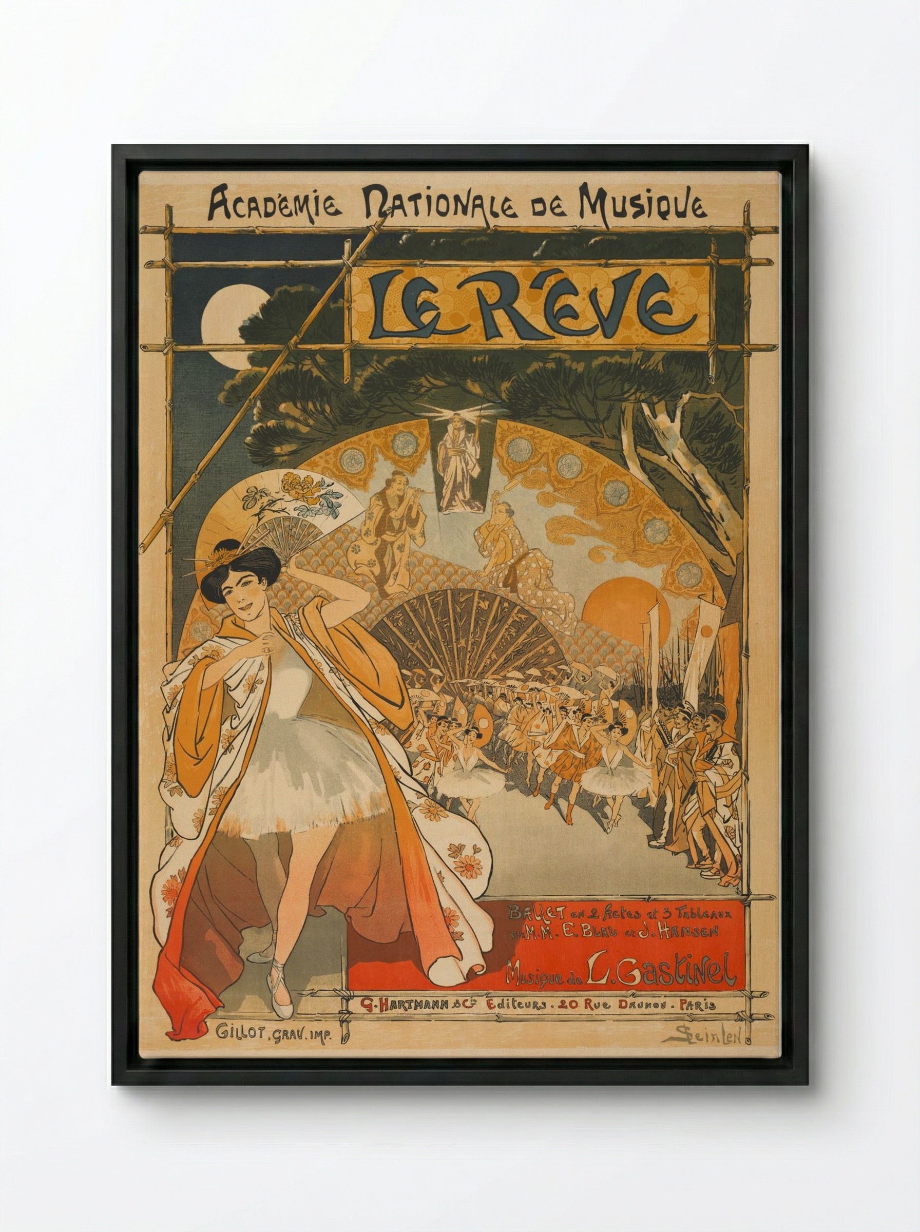 Le Rêve (The Dream) - Théophile Alexandre Steinlen - Framed Canvas Black