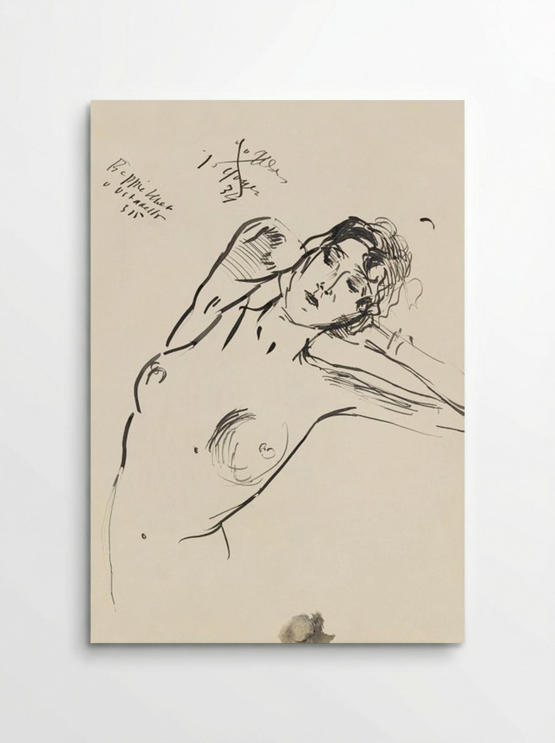 Vrouwelijk naakt (Reclining Nude, Ink on Paper) - Isaac Israels - Poster