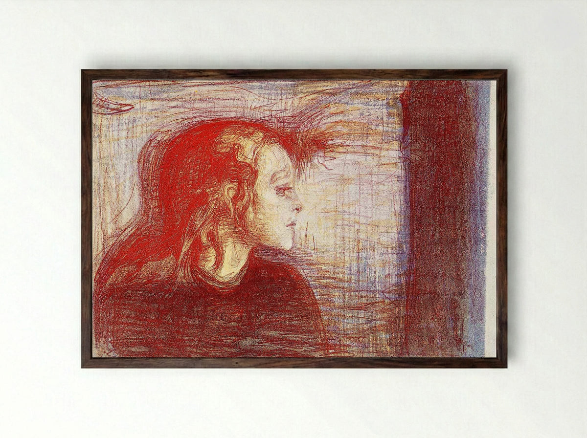 The Sick Child II - Edvard Munch - Framed Print Dark Wood