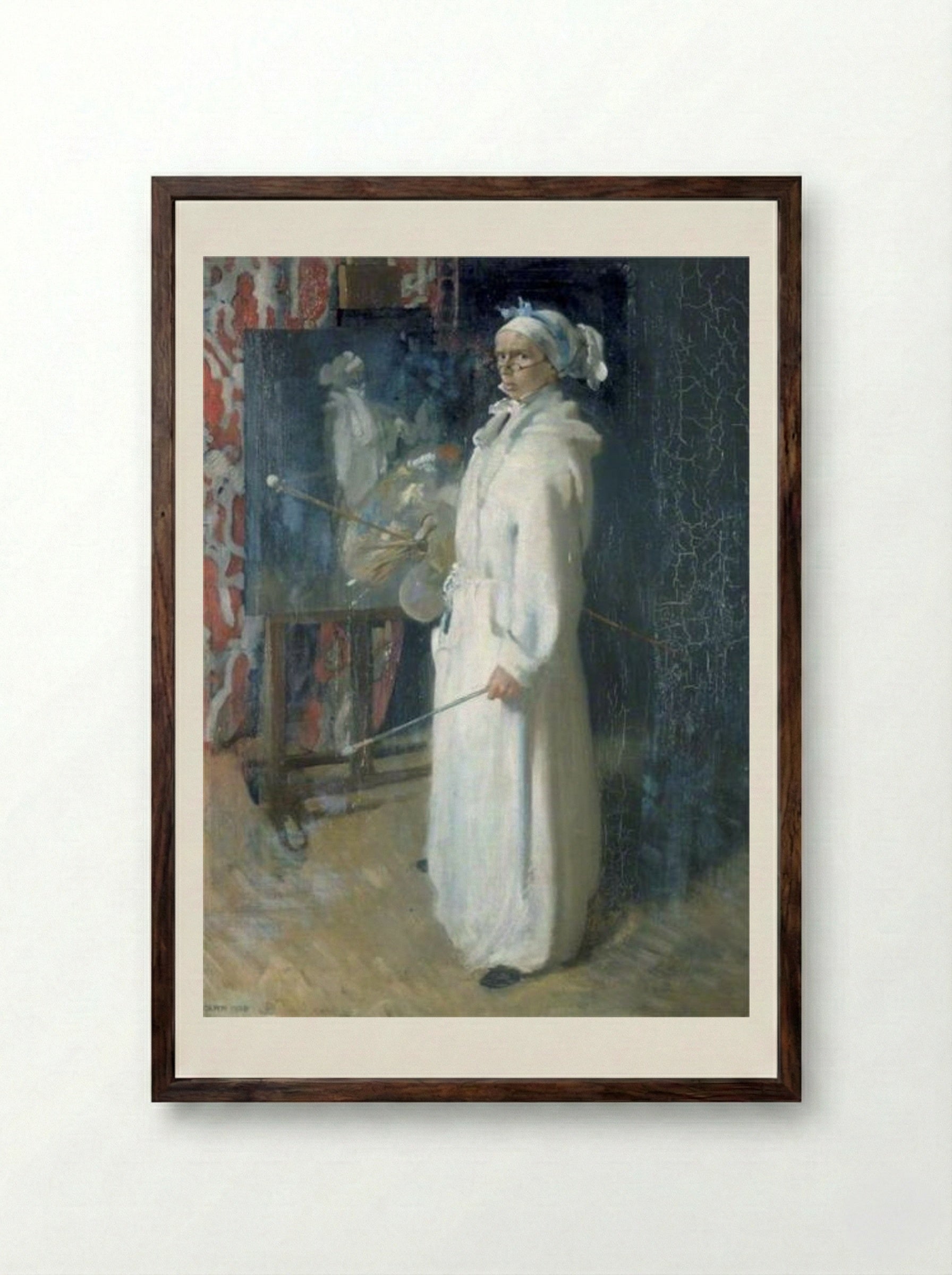 Portrait of the Artist - William Orpen - Framed Print Dark Wood