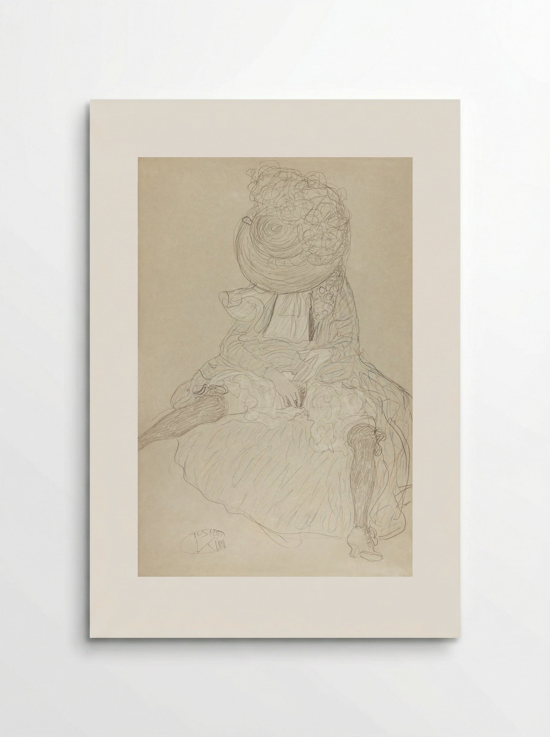 Seated Woman from the Front with Hat, Face Hooded - Gustav Klimt - Poster