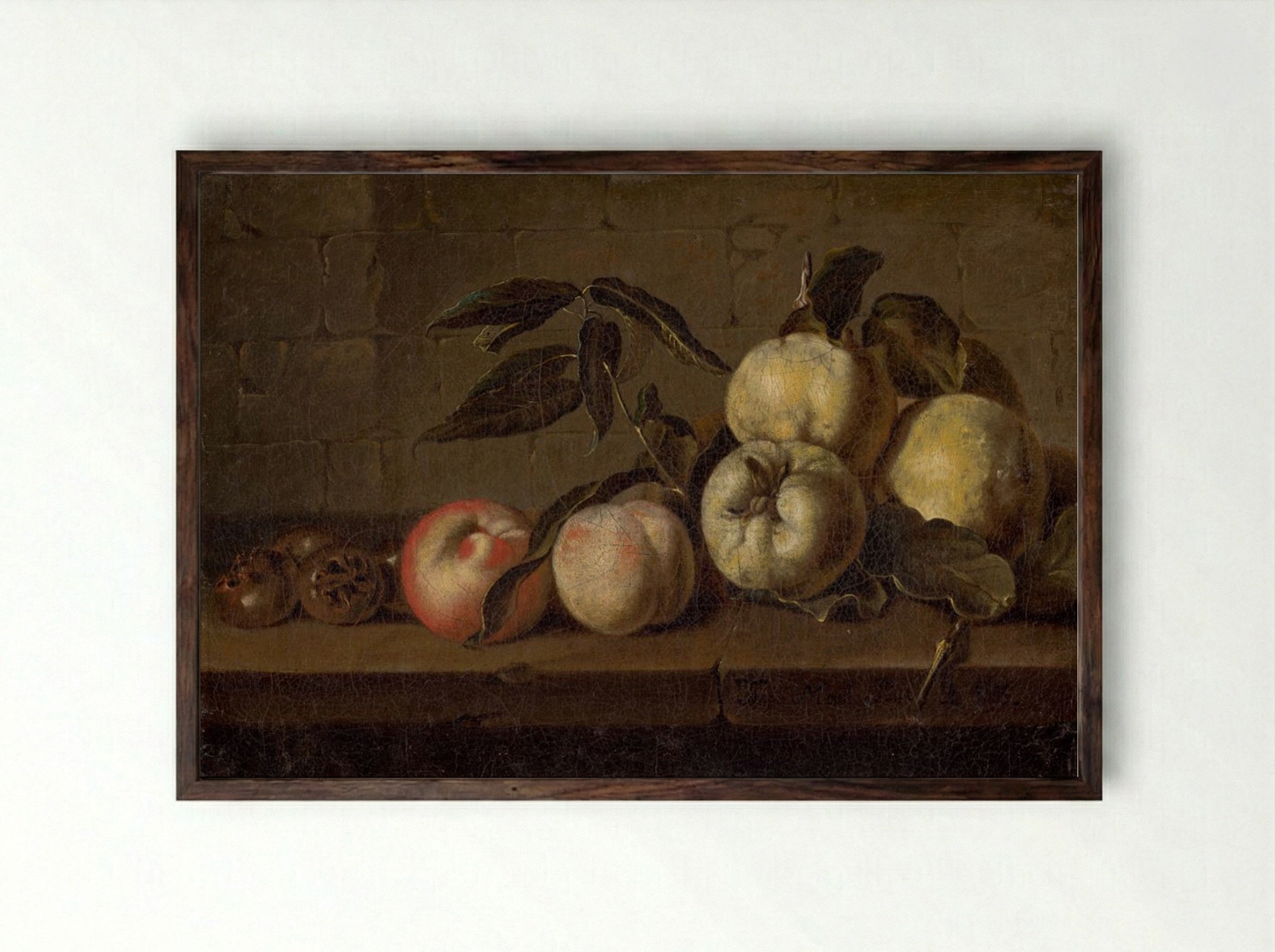 Still Life with Fruit - Fine Art Print - Framed Print Dark Wood