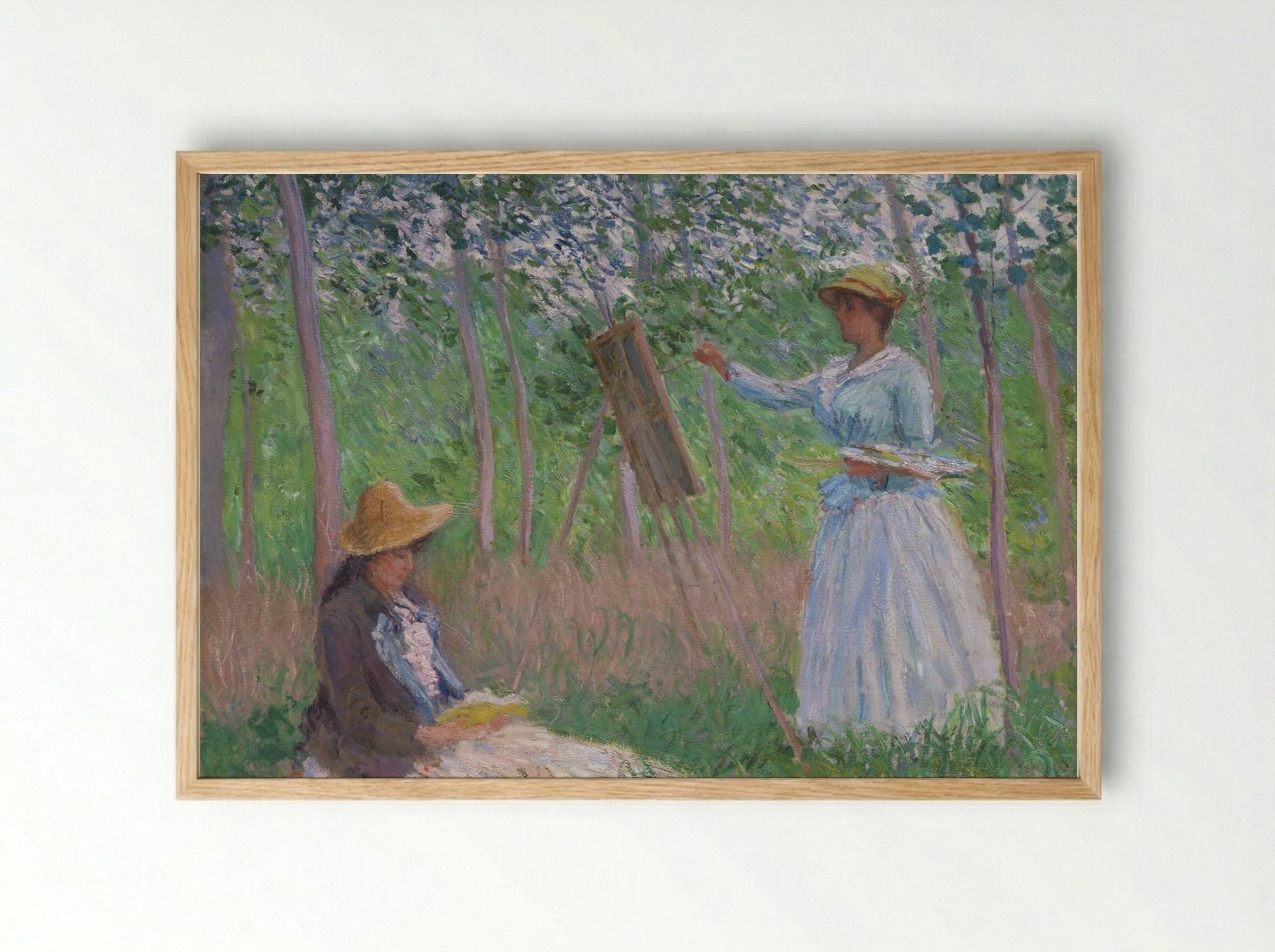 Blanche Hoschedé at Her Easel with Suzanne Hoschedé Reading - Claude Monet - Framed Print Wood