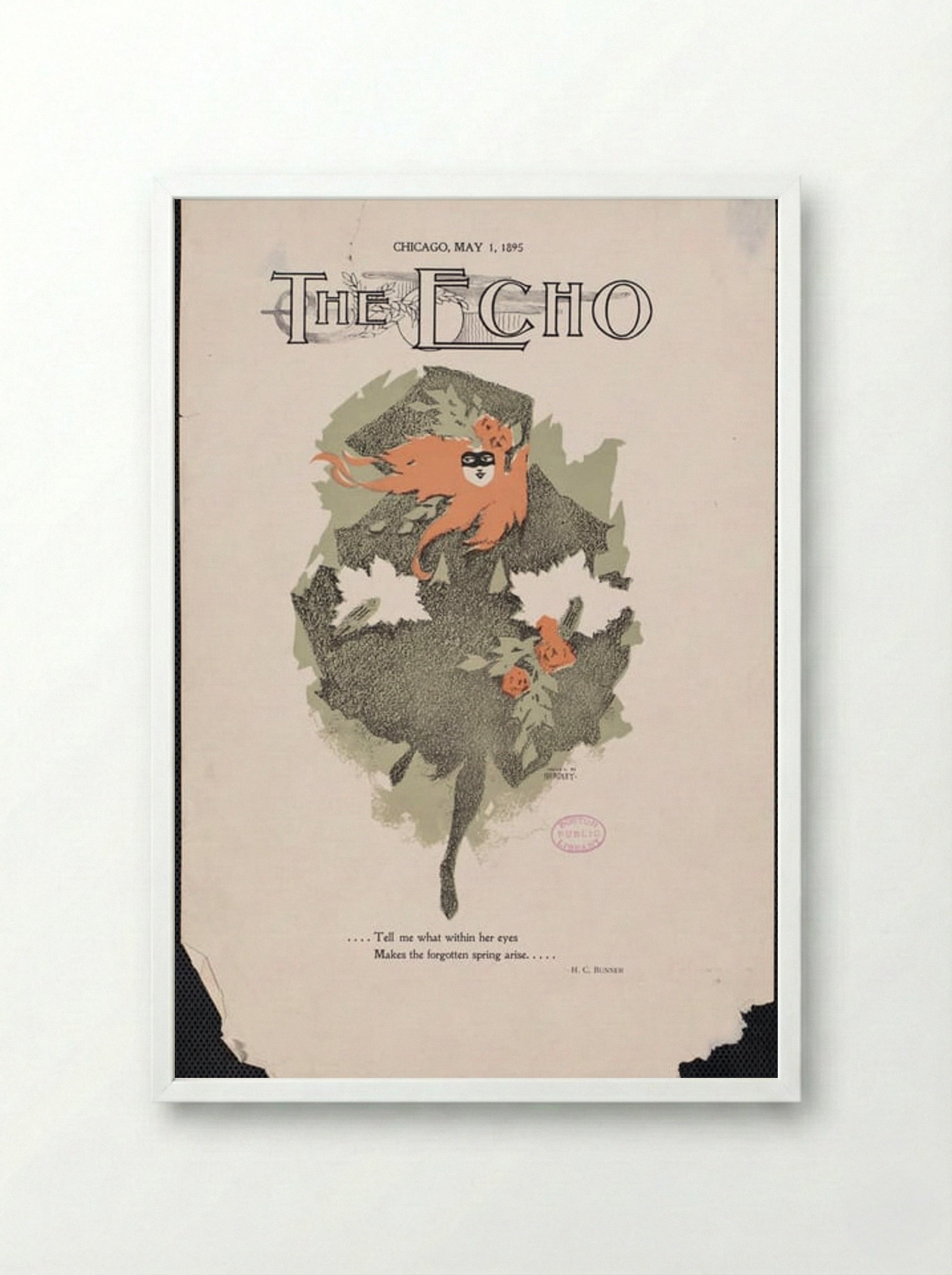 The Echo, Chicago, May 1, 1895 - Will H. Bradley - Framed Print White