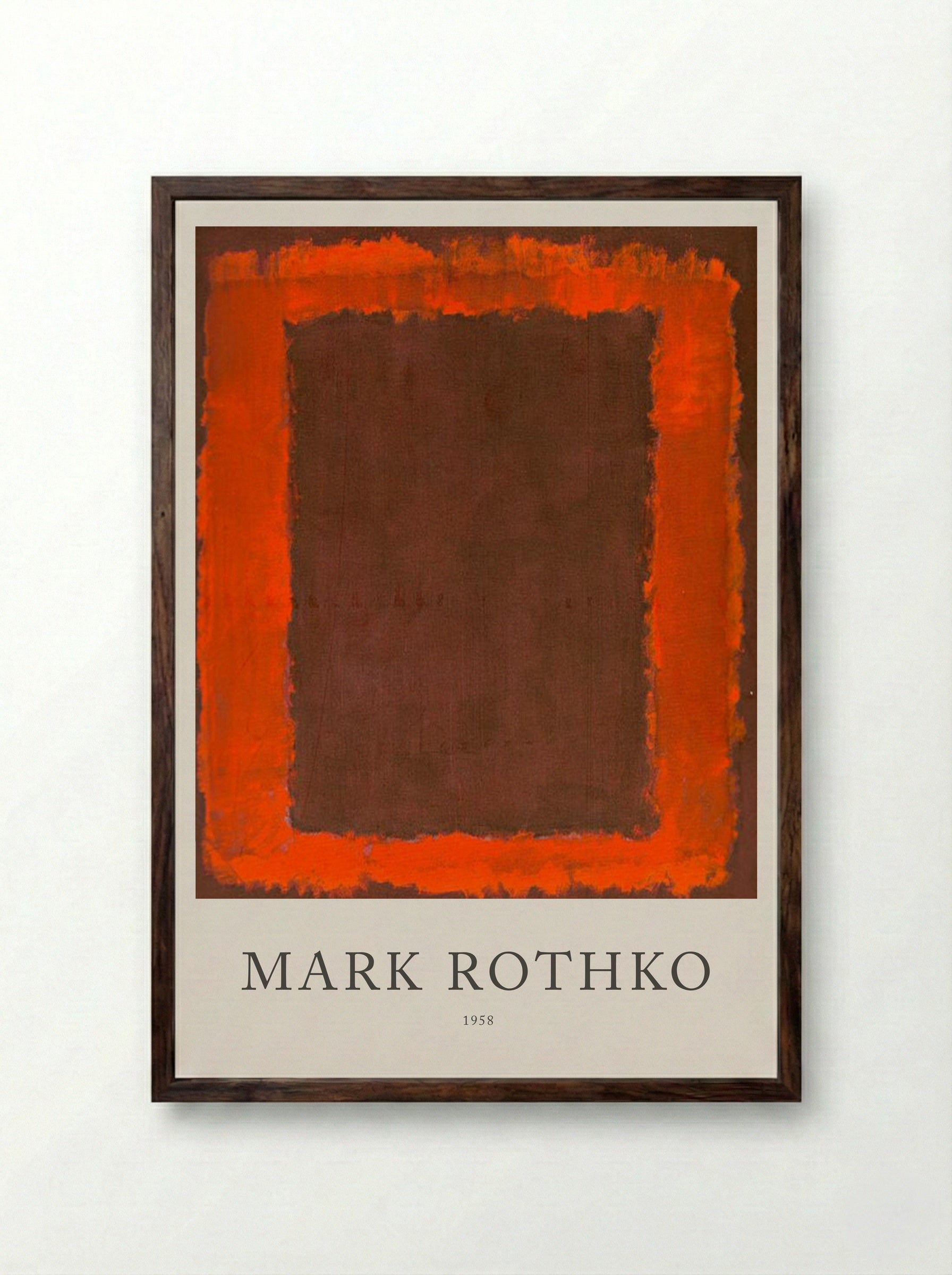 Untitled (Brown and Orange Rectangle) - Mark Rothko - Framed Print Dark Wood
