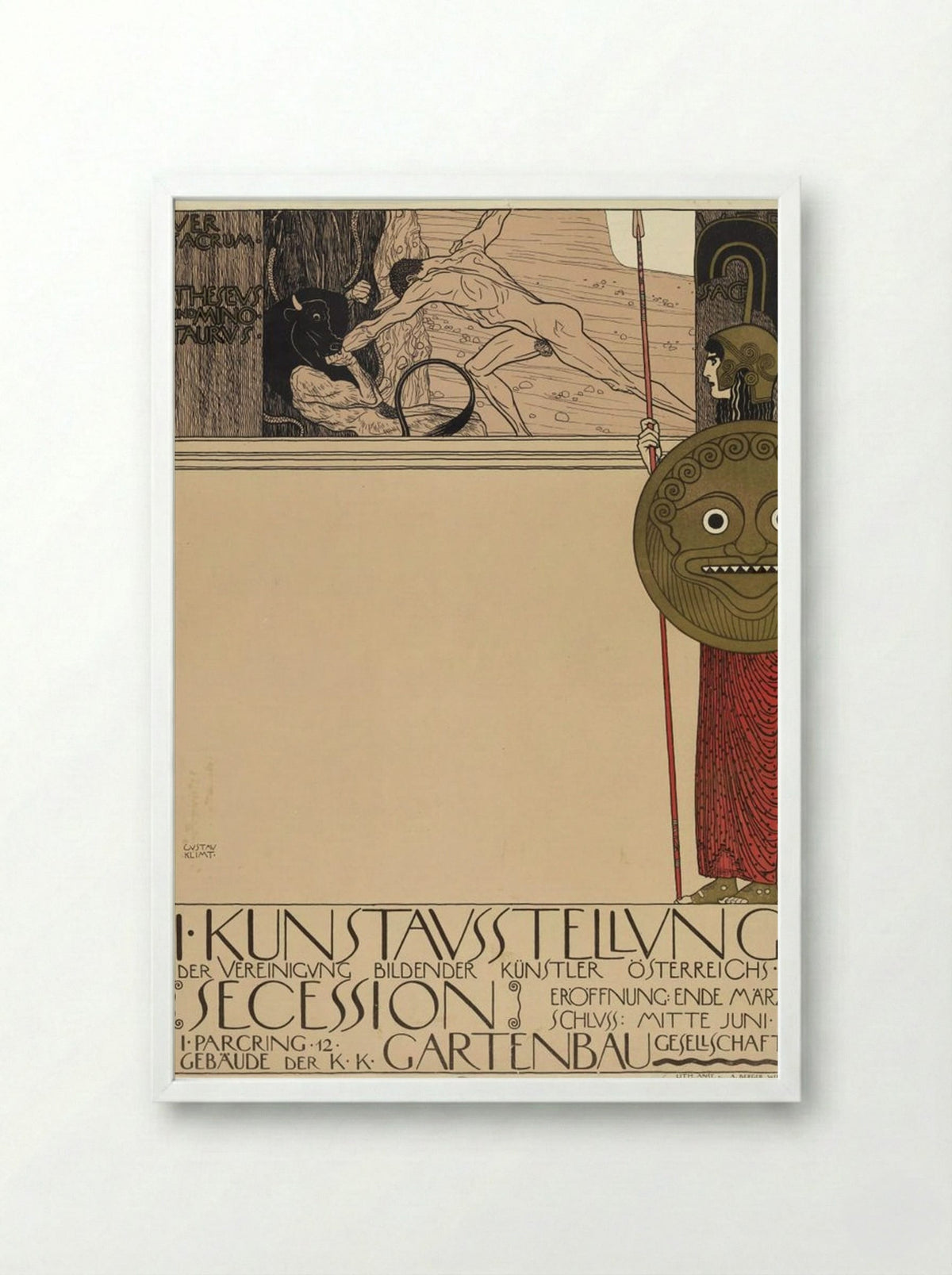 Poster for the 1st Secession Exhibition - Gustav Klimt - Framed Print White