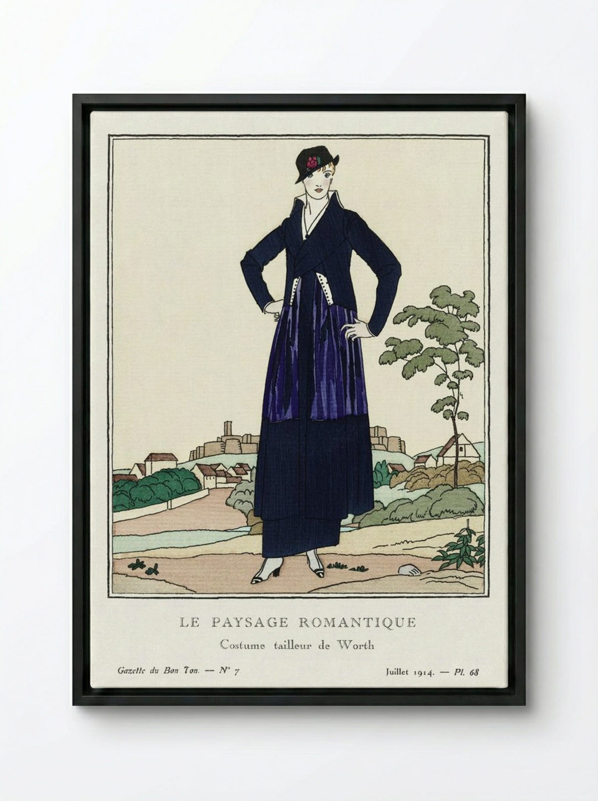 Le Paysage Romantique, Costume Tailleur de Worth - Bernard Boutet de Monvel - Framed Canvas Black
