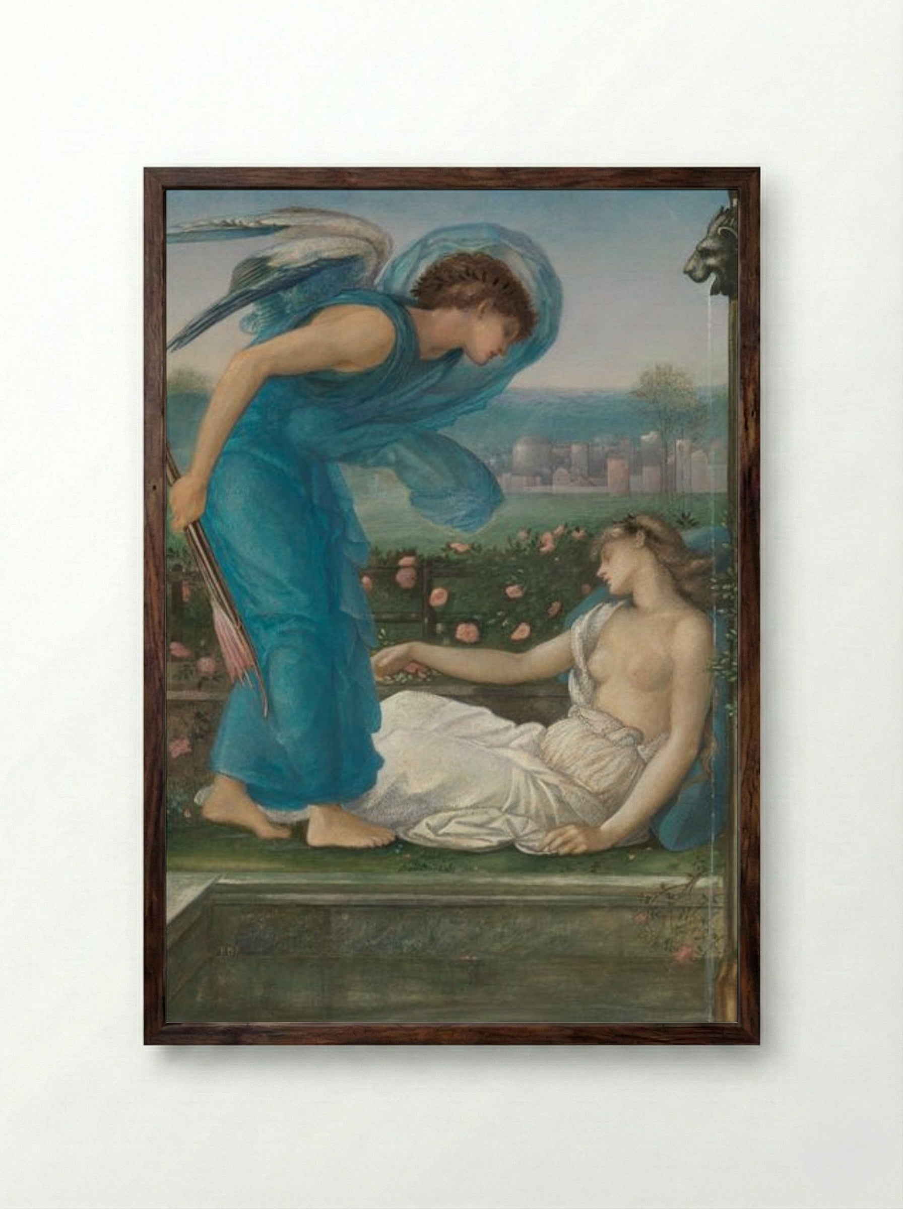 Cupid and Psyche - Edward Burne-Jones - Framed Print Dark Wood