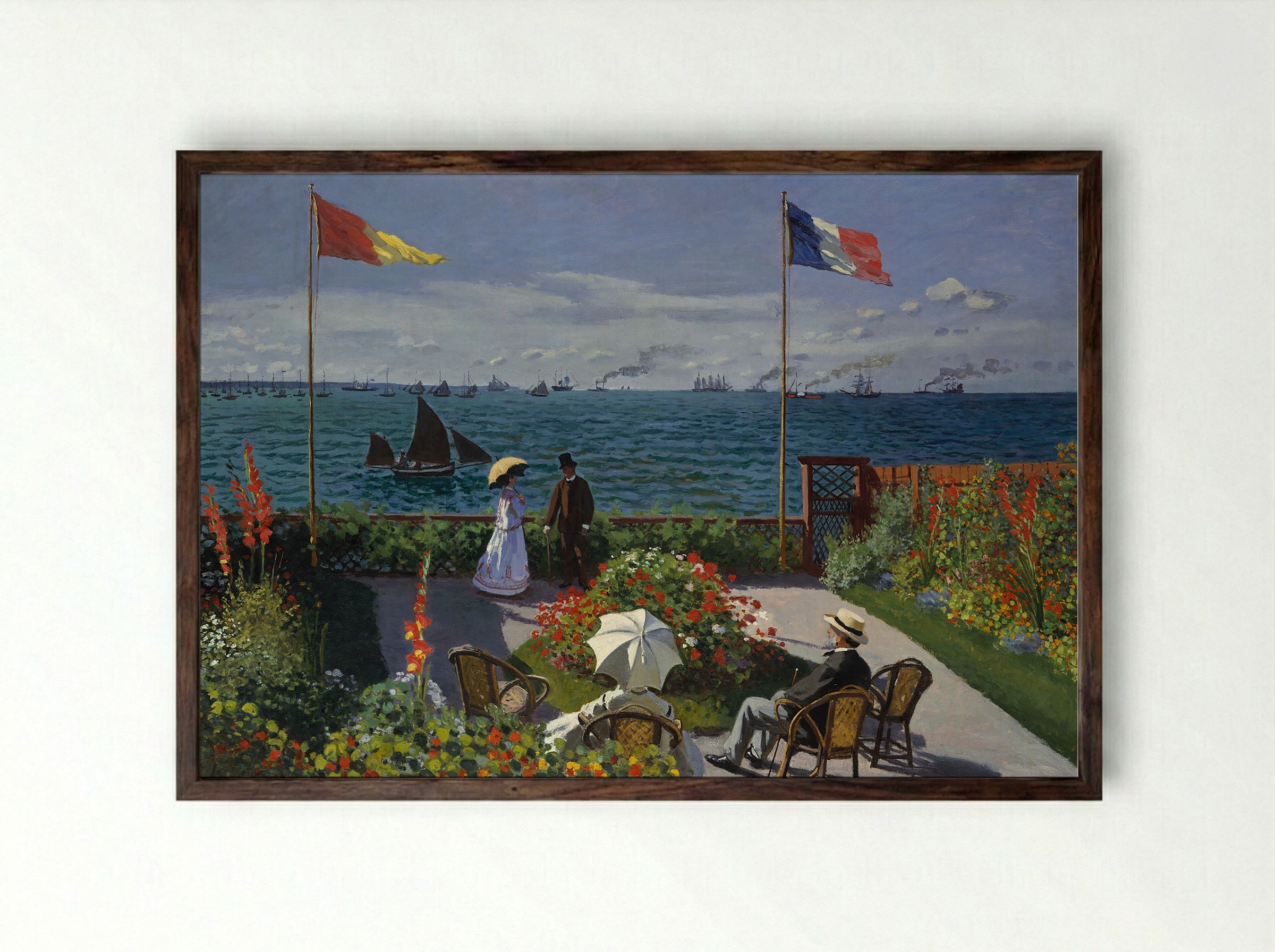 Garden at Sainte-Adresse - Claude Monet - Framed Print Dark Wood