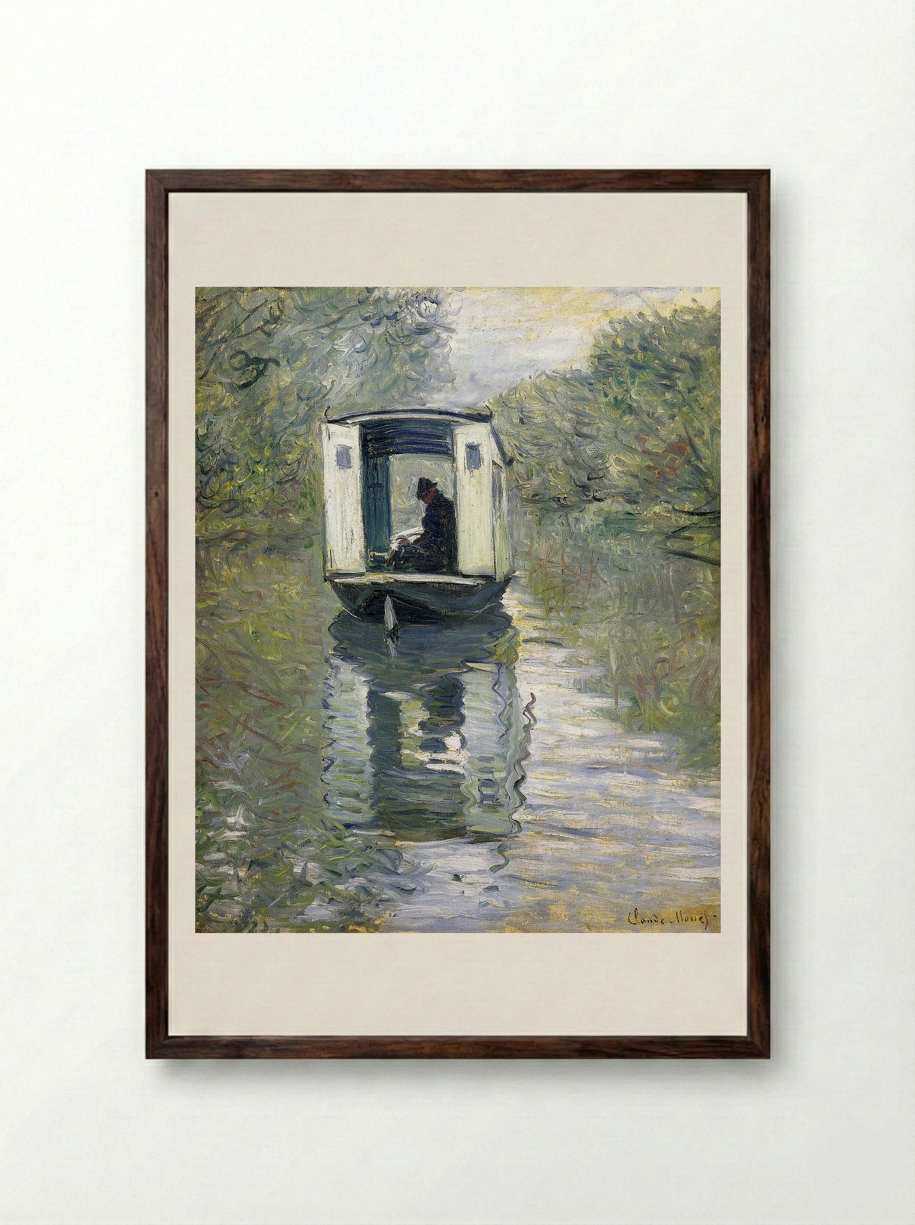 The Boat Studio - Claude Monet - Framed Print Dark Wood