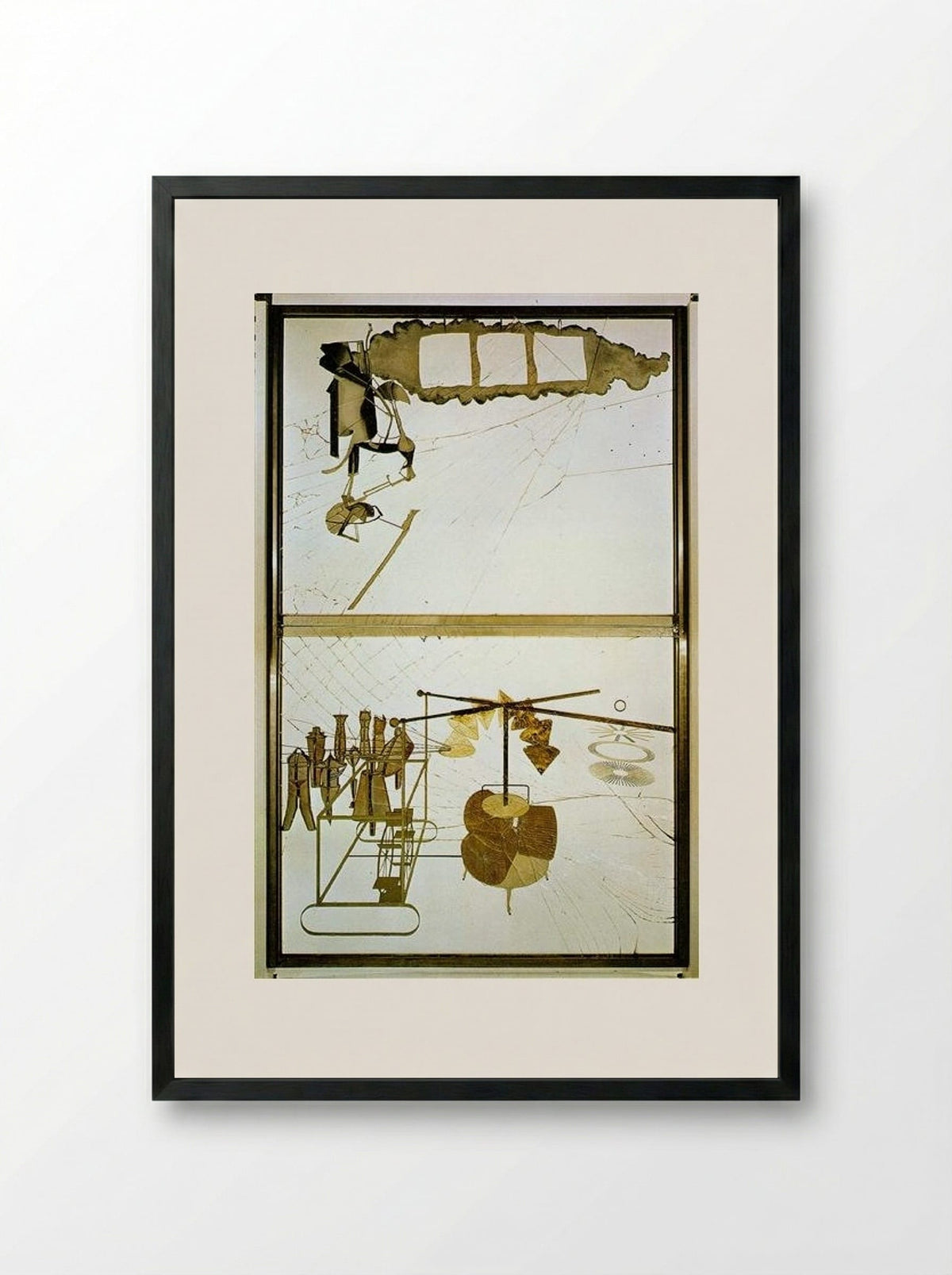 The Bride Stripped Bare by Her Bachelors, Even (The Large Glass) - Marcel Duchamp - Framed Print Black