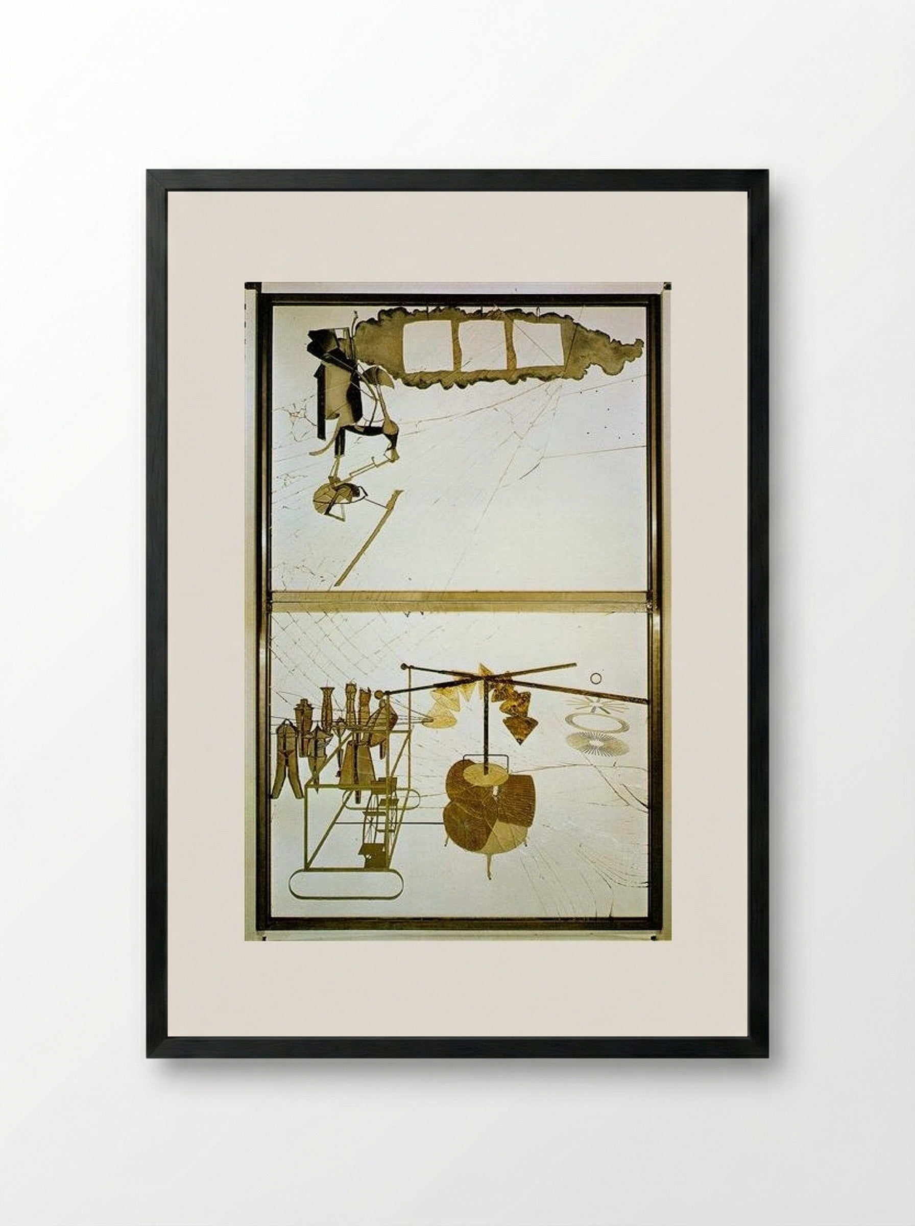 The Bride Stripped Bare by Her Bachelors, Even (The Large Glass) - Marcel Duchamp - Framed Print Black