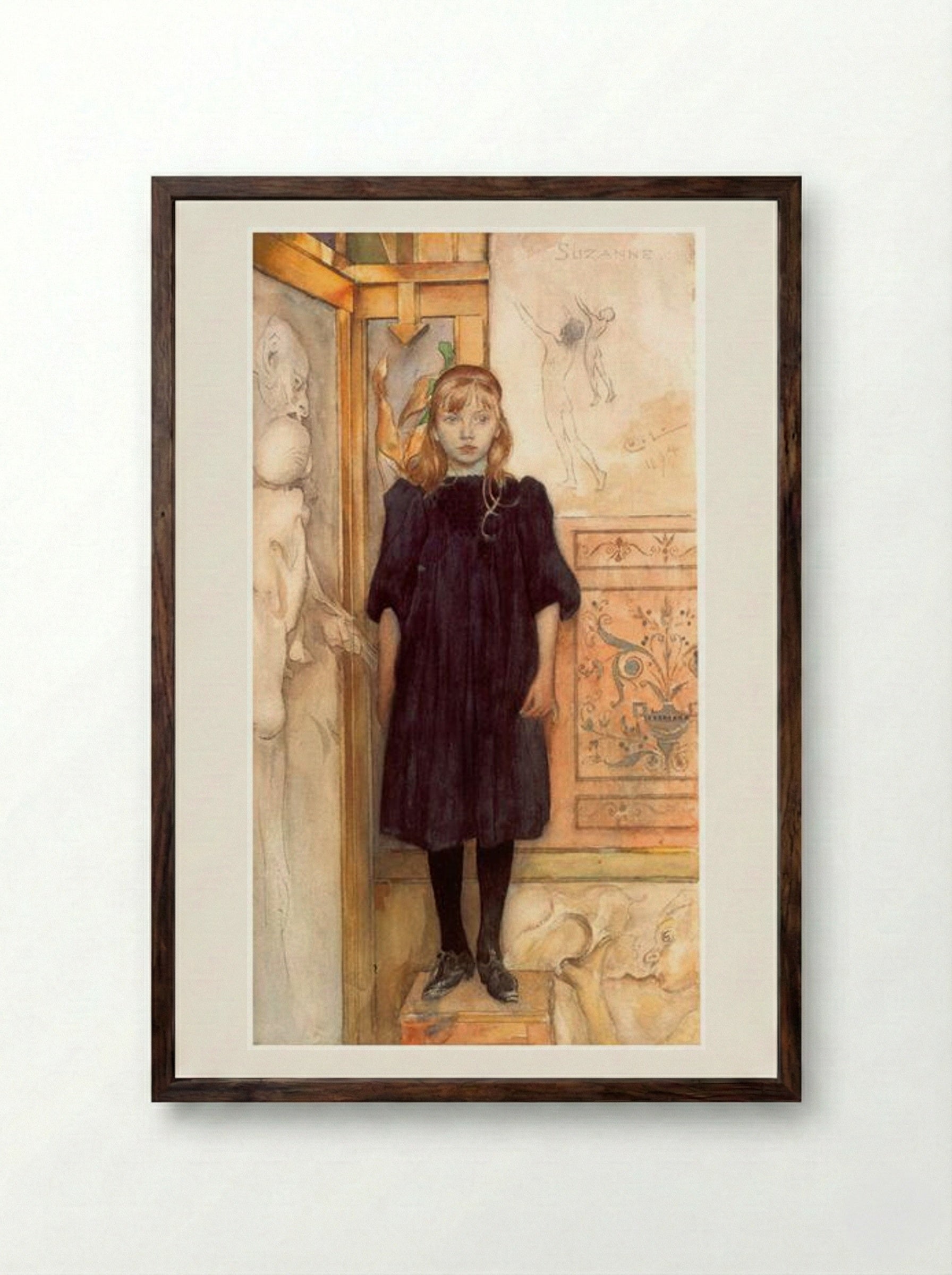 Suzanne - Carl Larsson - Framed Print Dark Wood