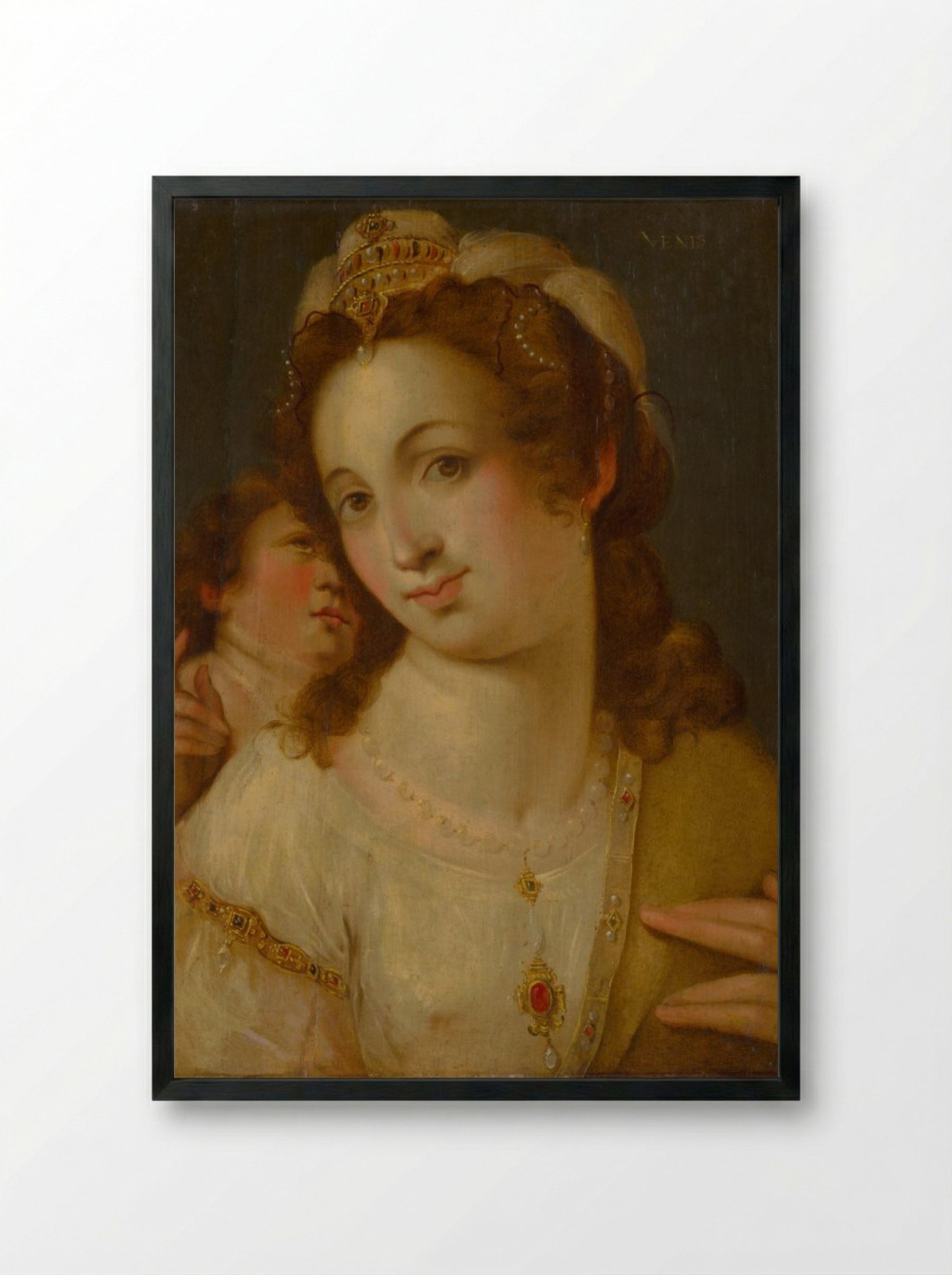 Venus and Cupid - Fine Art Print - Framed Print Black