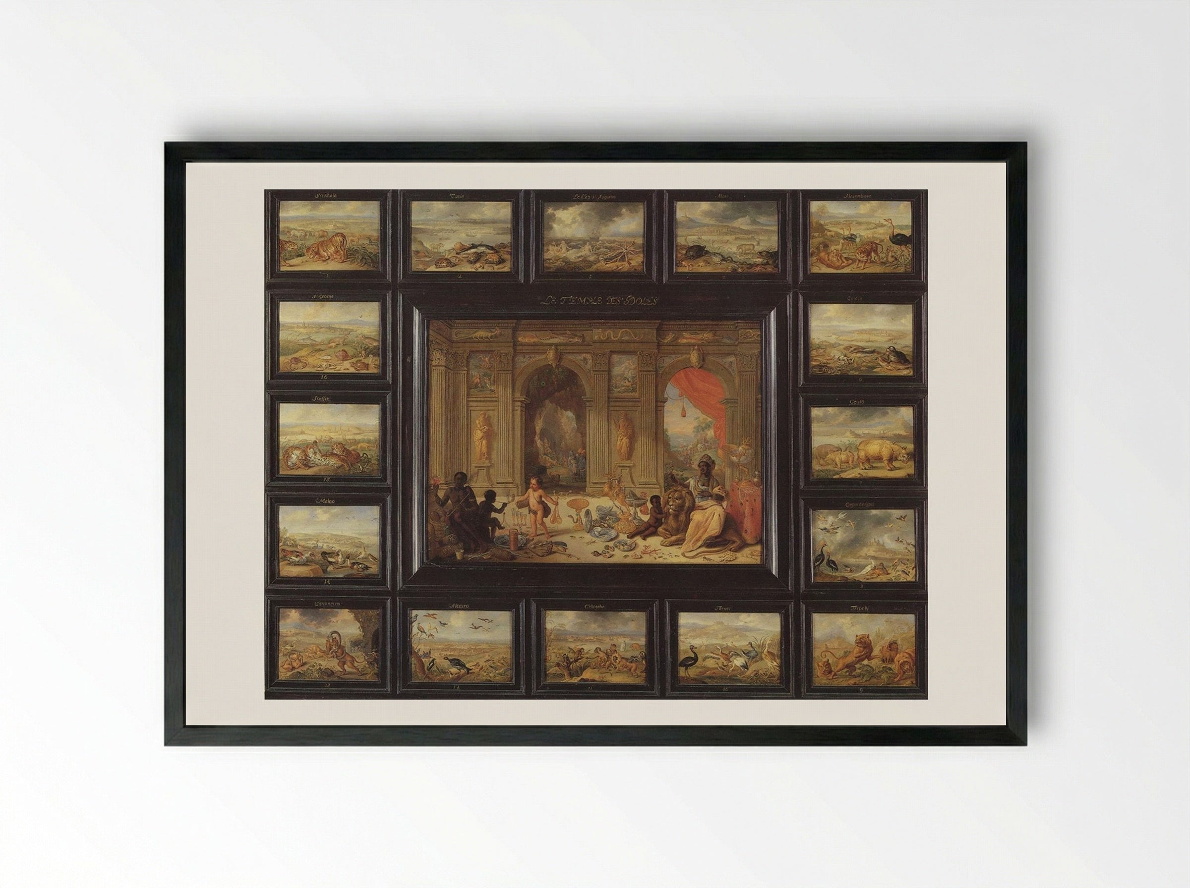 The Continent of Africa - Jan van Kessel the Elder - Framed Print Black