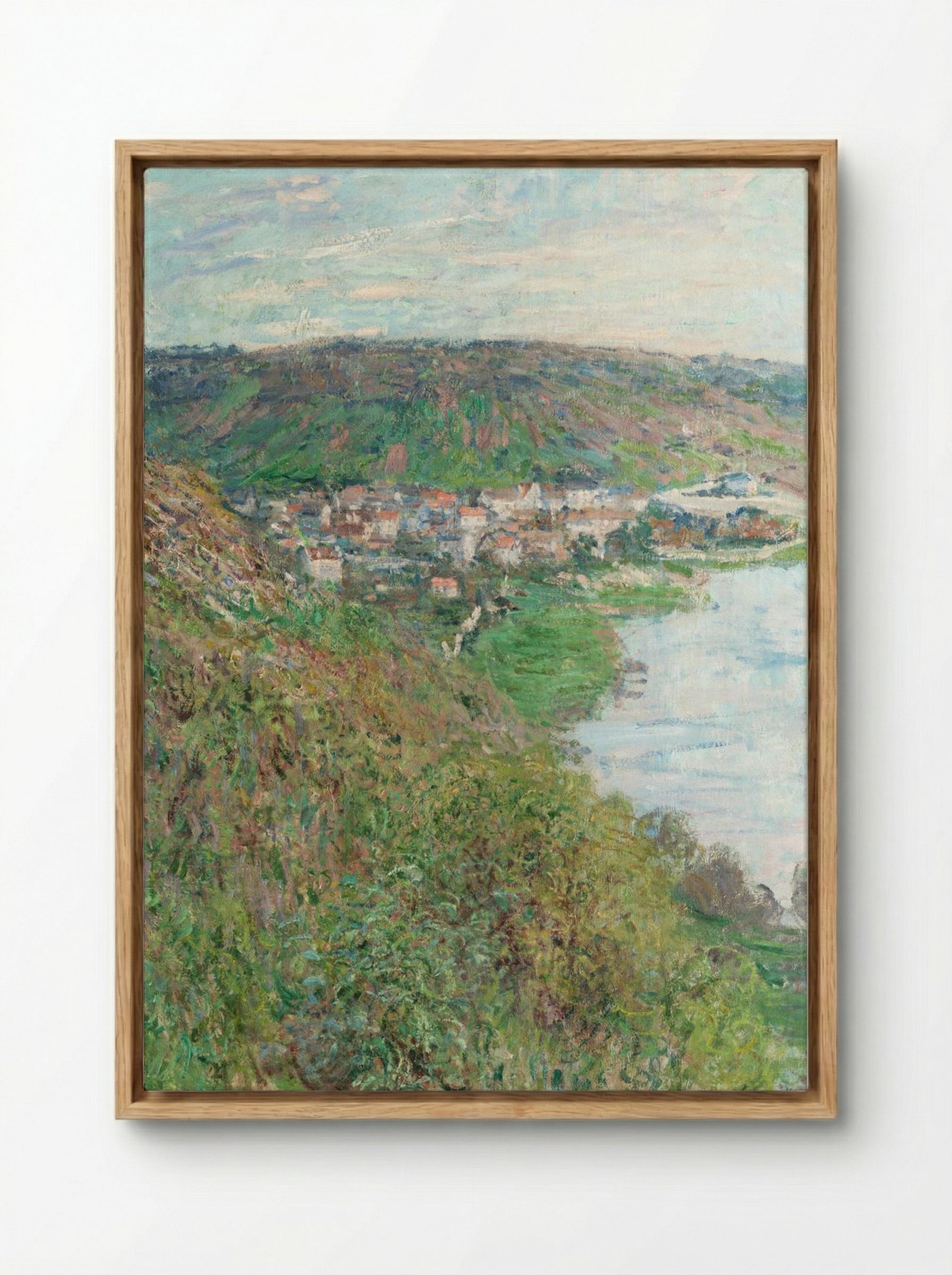View of Vétheuil - Claude Monet - Framed Canvas Wood