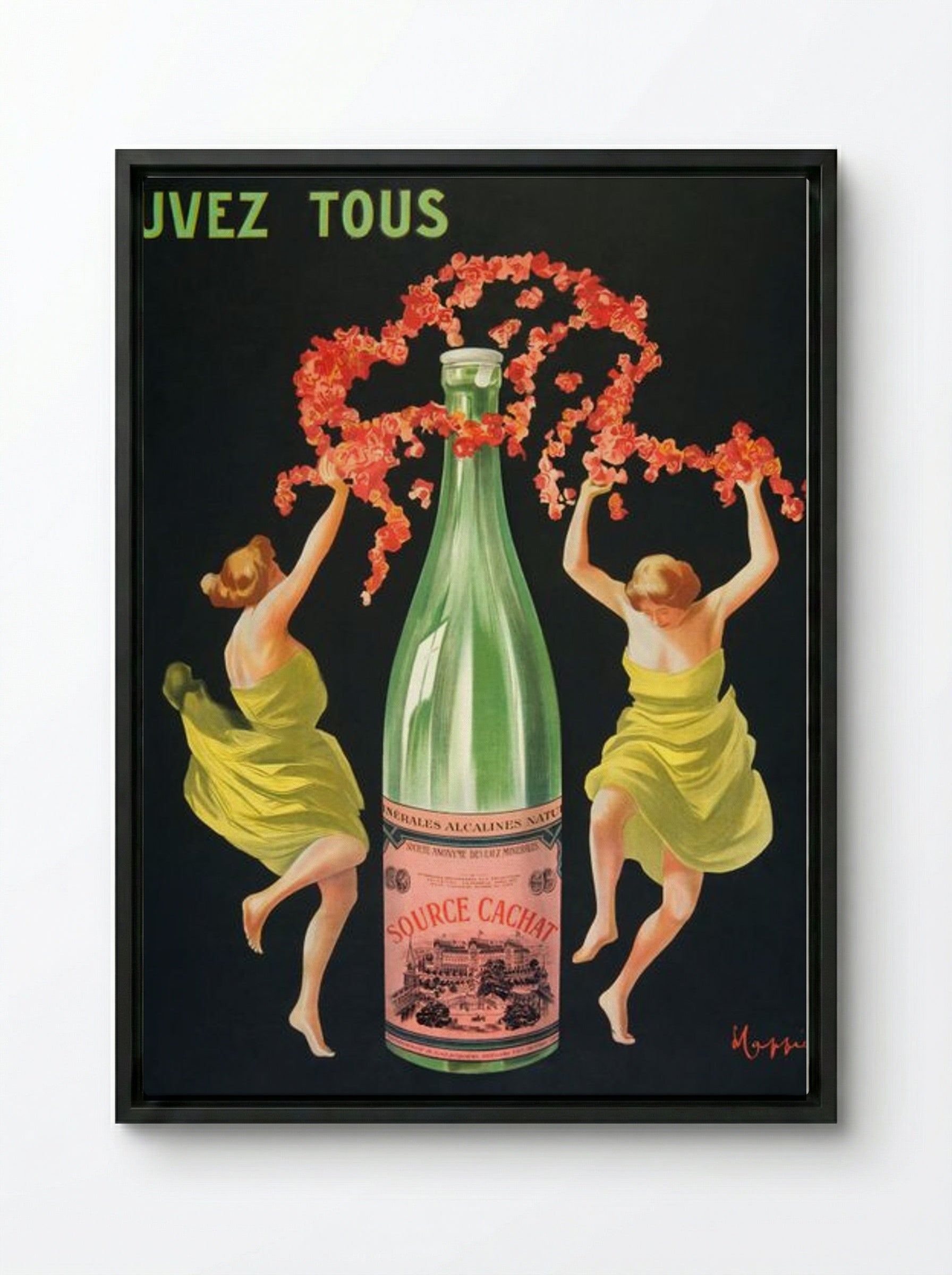 Drink Evian-Cachat - Leonetto Cappiello - Framed Canvas Black