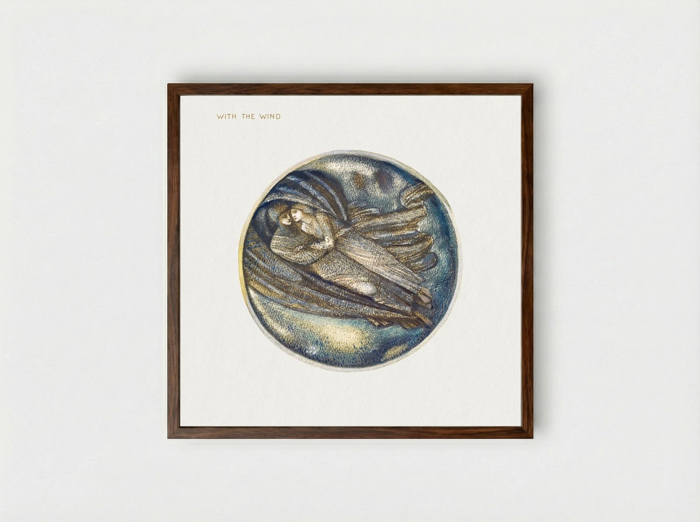 With the Wind, from The Flower Book - Edward Burne-Jones - Framed Print Dark Wood