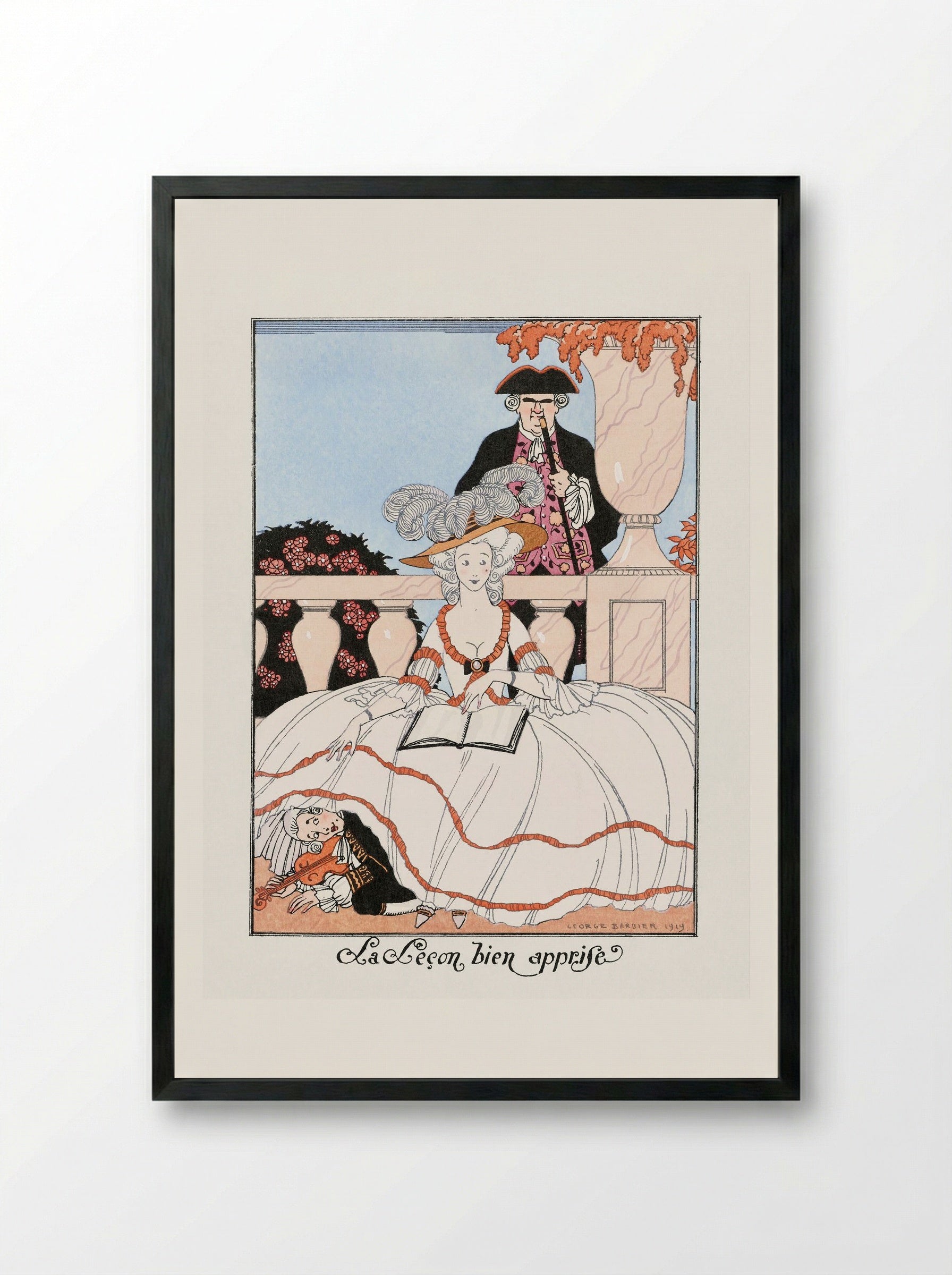La Leçon bien apprise - George Barbier - Framed Print Black