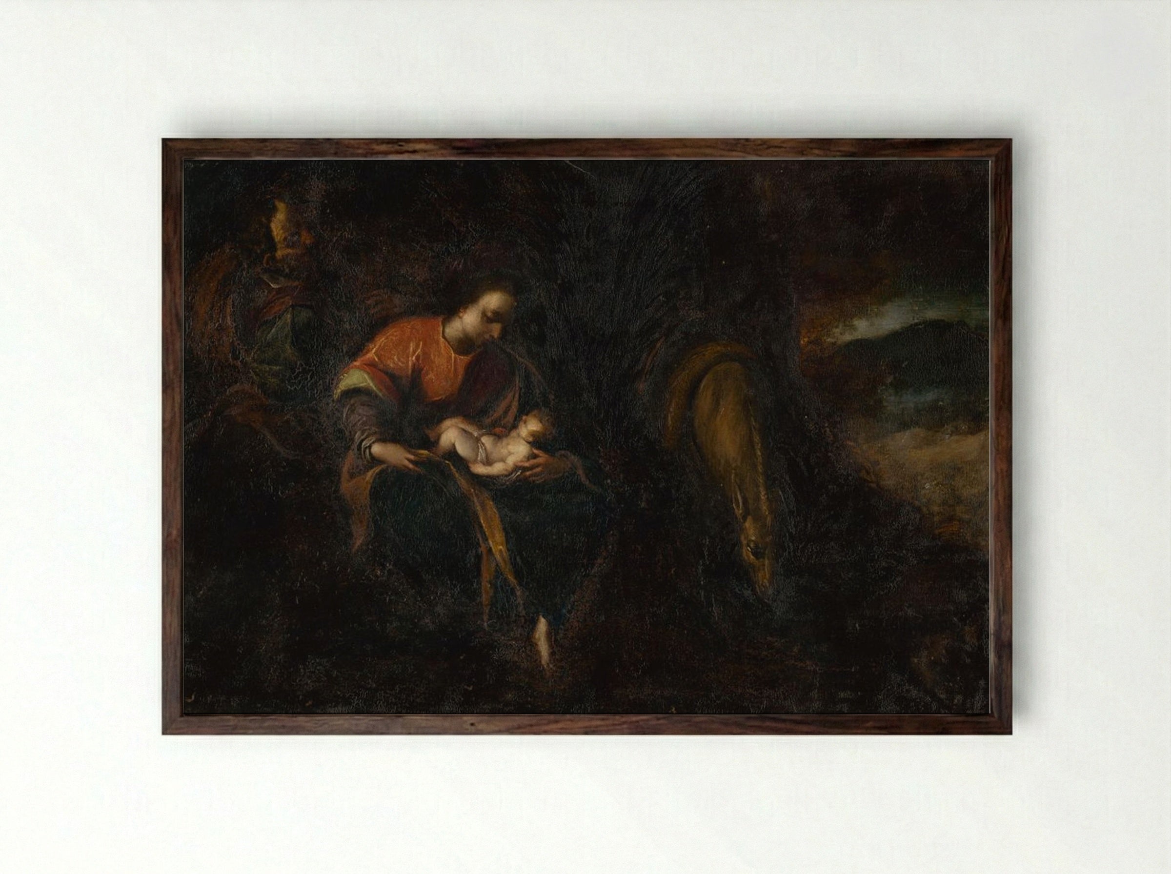 The Holy Family - Correggio - Framed Print Dark Wood