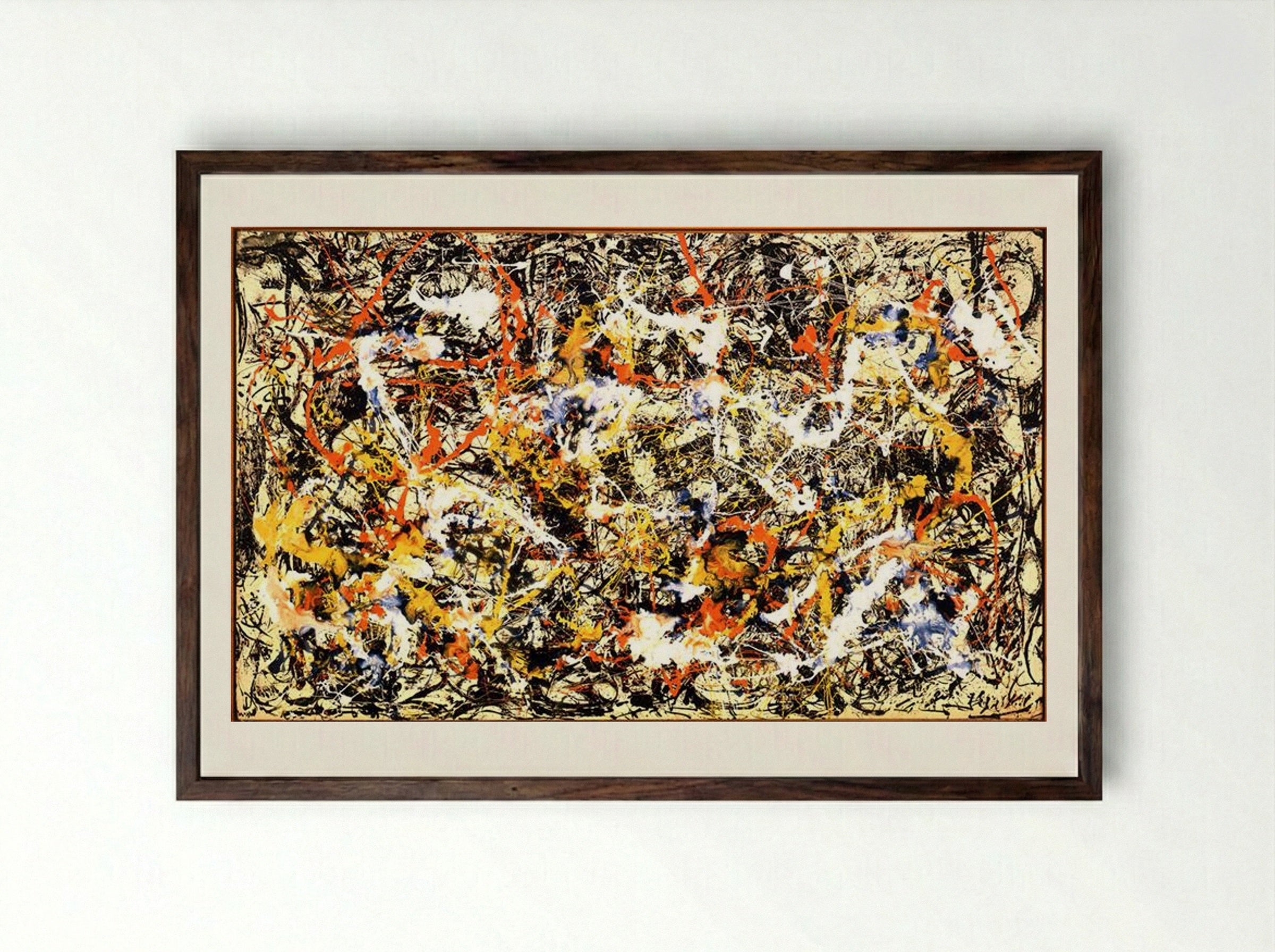 Convergence - Jackson Pollock - Framed Print Dark Wood