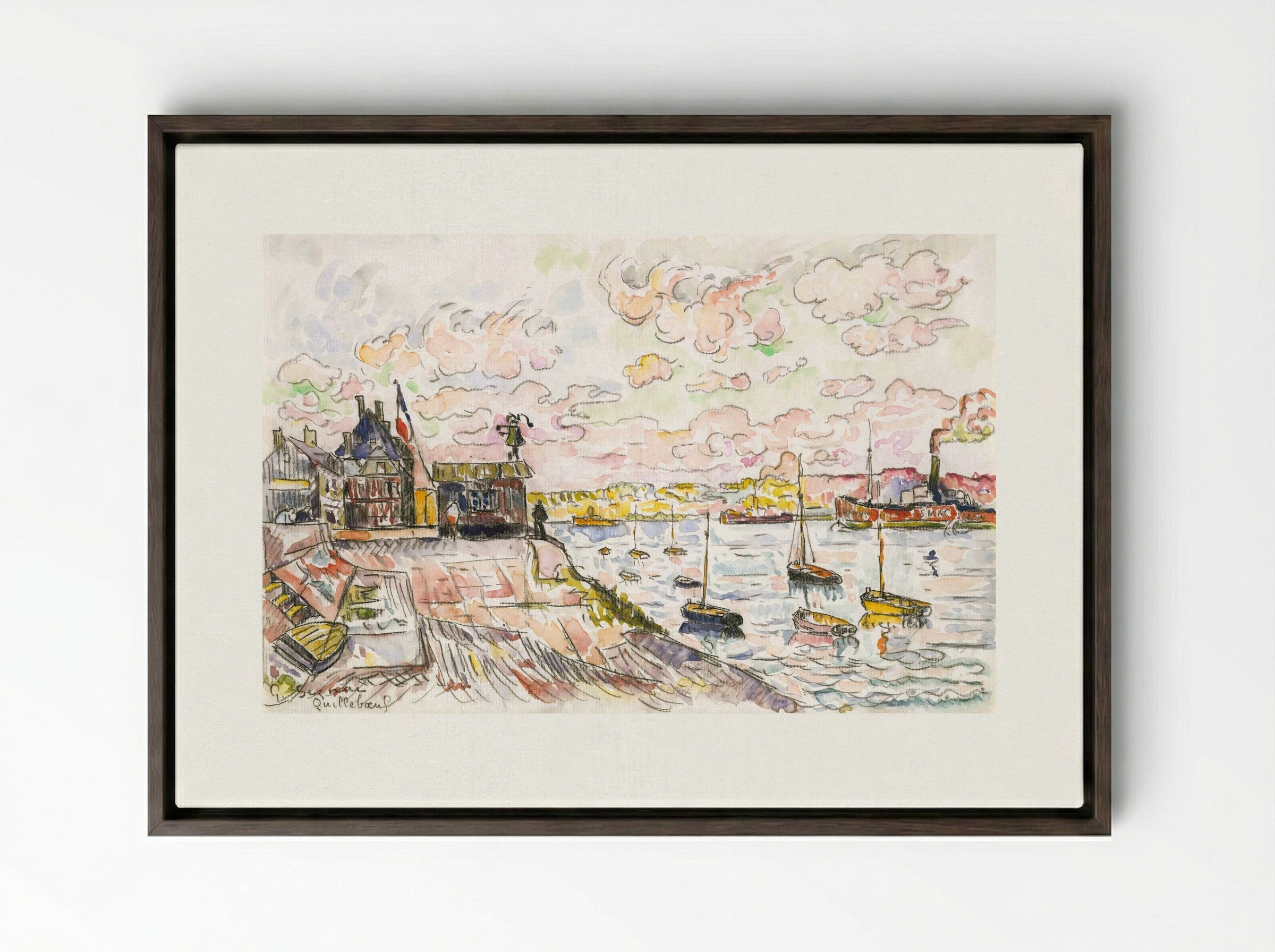 Quilleboeuf - Paul Signac - Framed Canvas Dark Wood