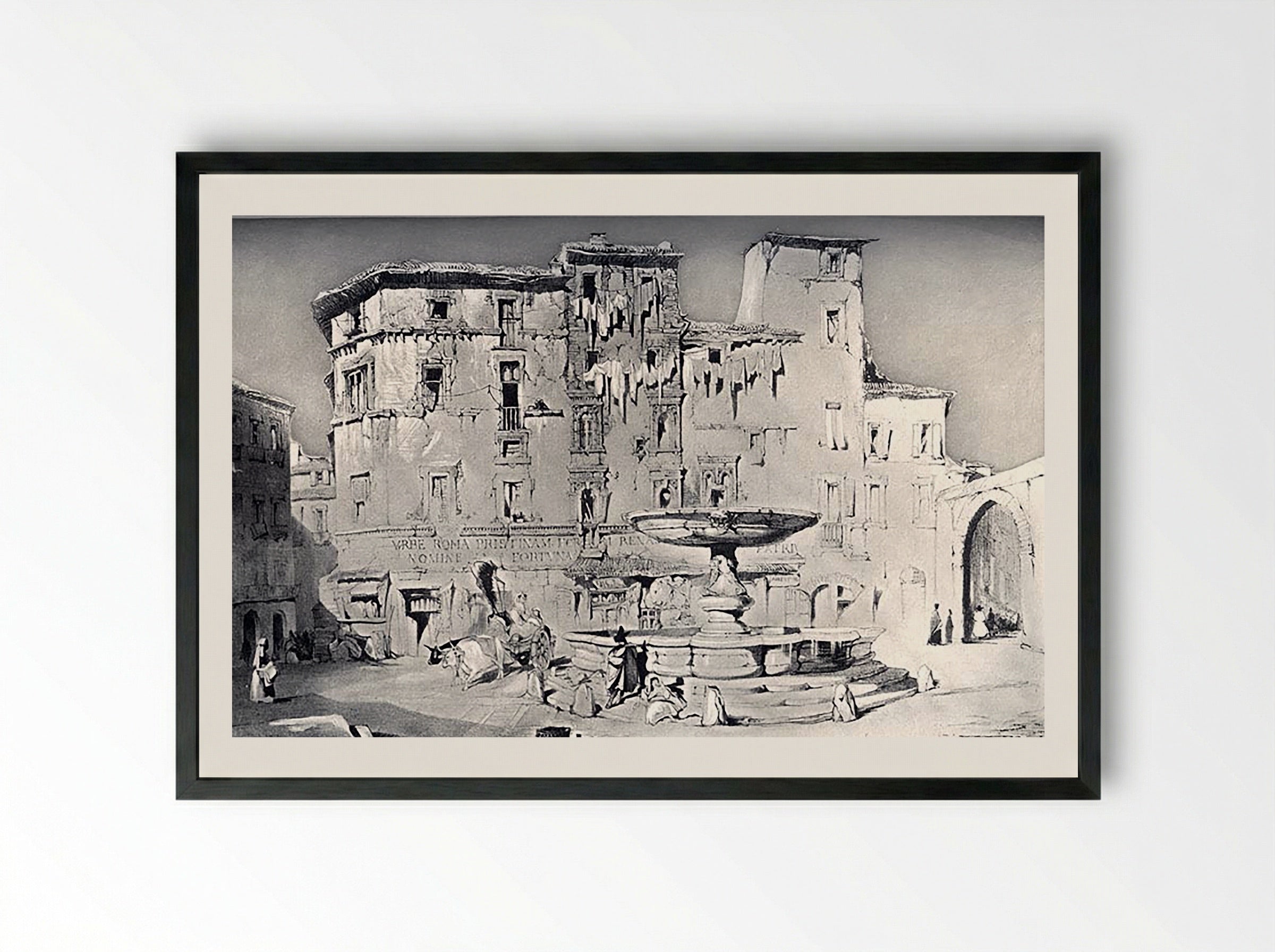 Piazza Santa Maria del Pianto, Rome - Fine Art Print - Framed Print Black