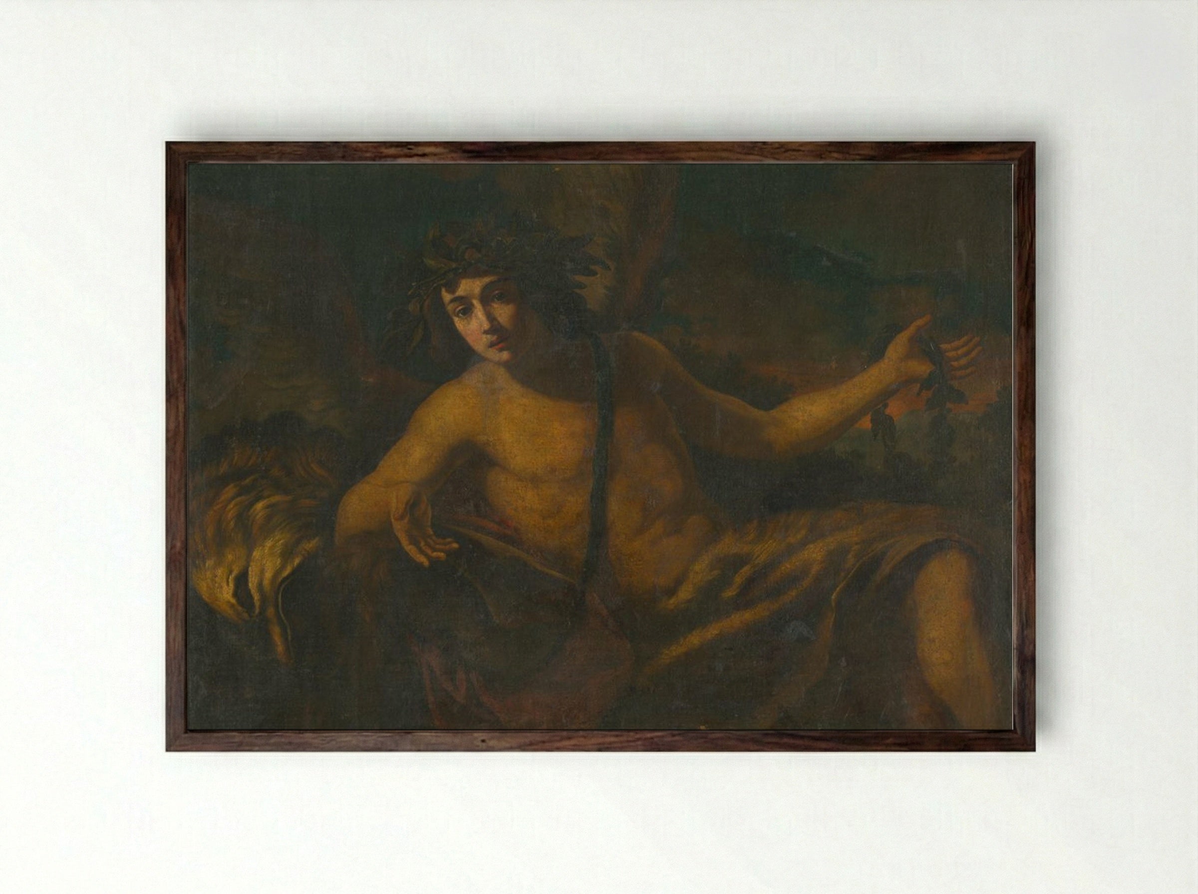 Reclining Bacchus - Fine Art Print - Framed Print Dark Wood