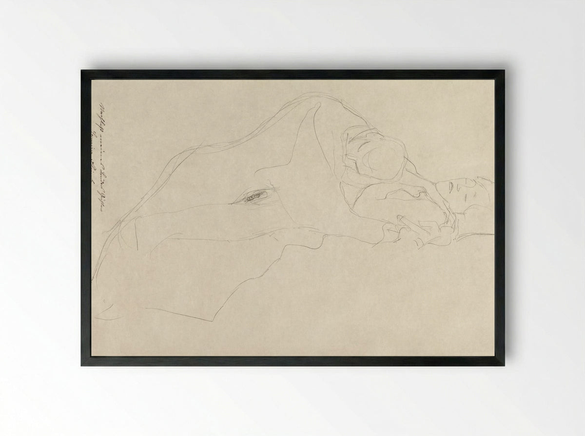 The Lovers - Gustav Klimt - Framed Print Black