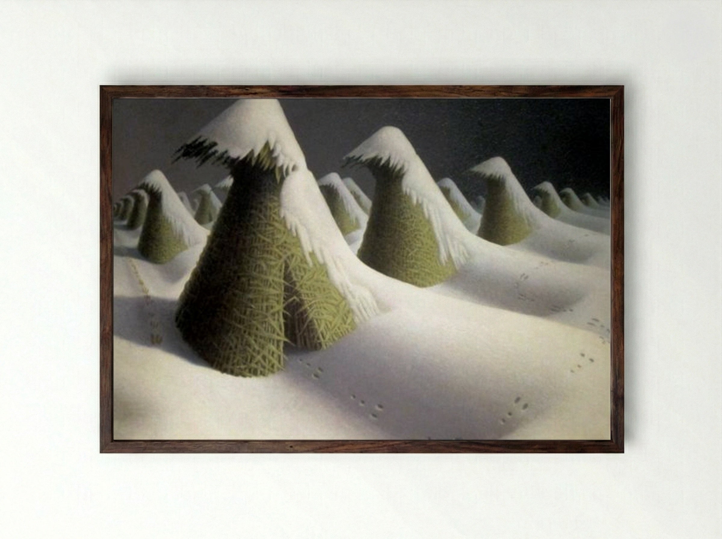January - Grant Wood - Framed Print Dark Wood