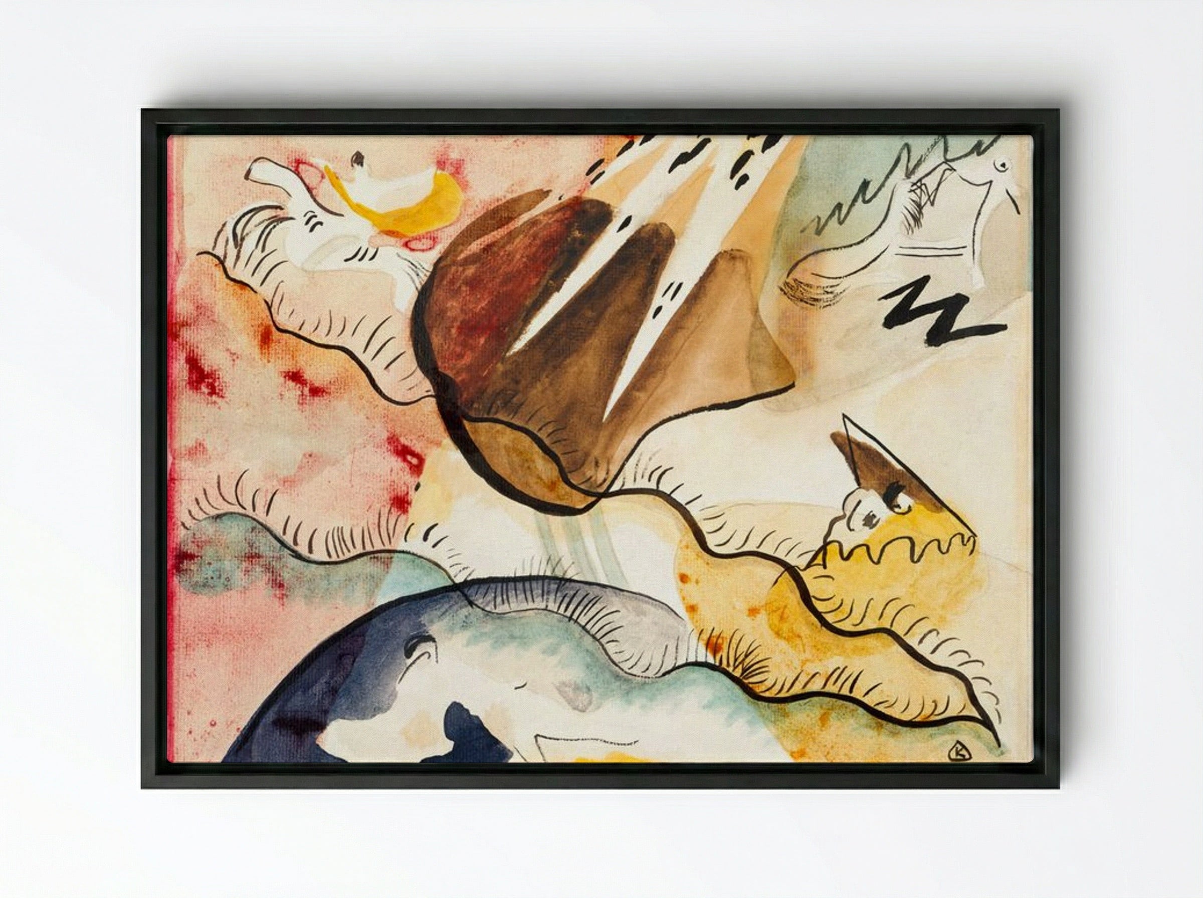 Rain Landscape - Wassily Kandinsky - Framed Canvas Black