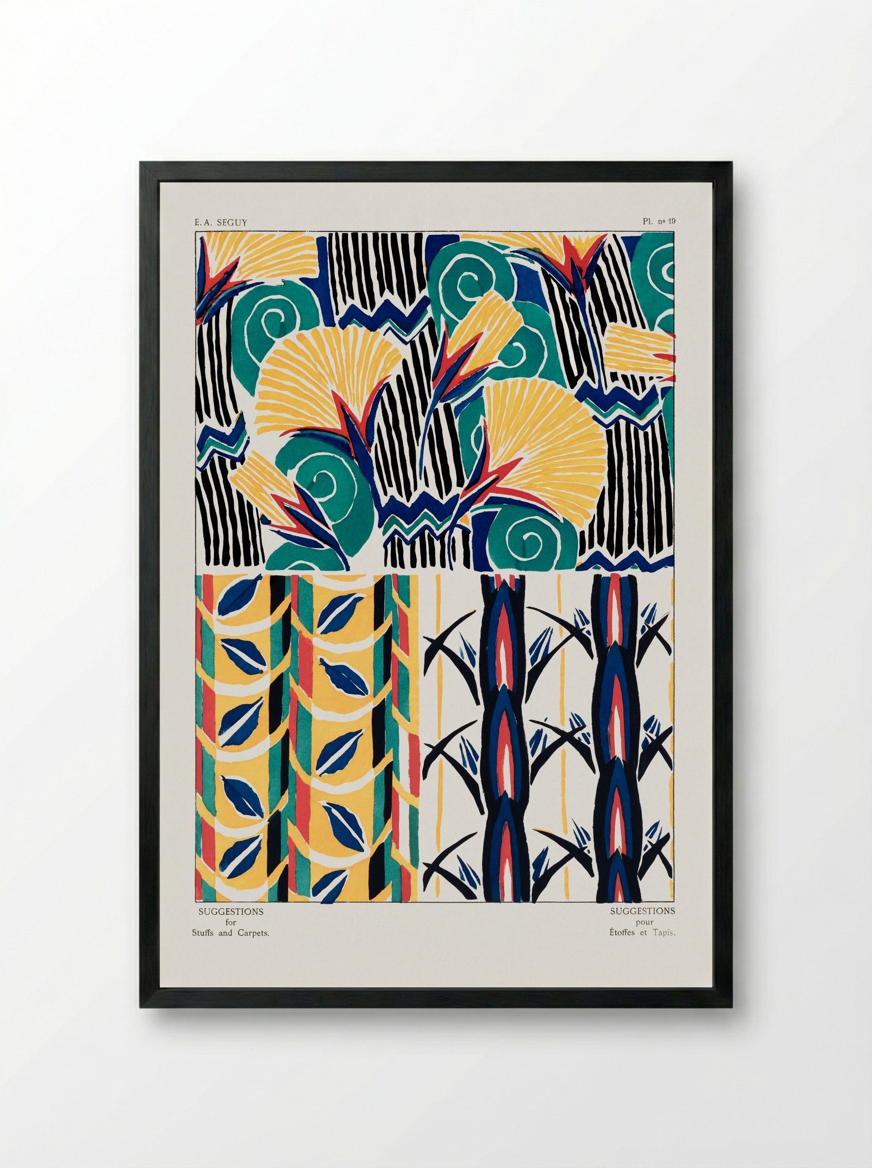 Suggestions for Stuffs and Carpets, Plate 19 - Émile-Allain Séguy - Framed Print Black