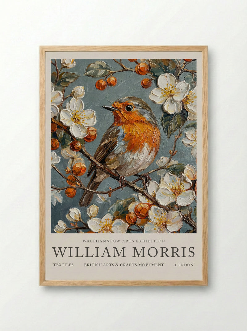 Robin Reflection - William Morris - Framed Print Wood