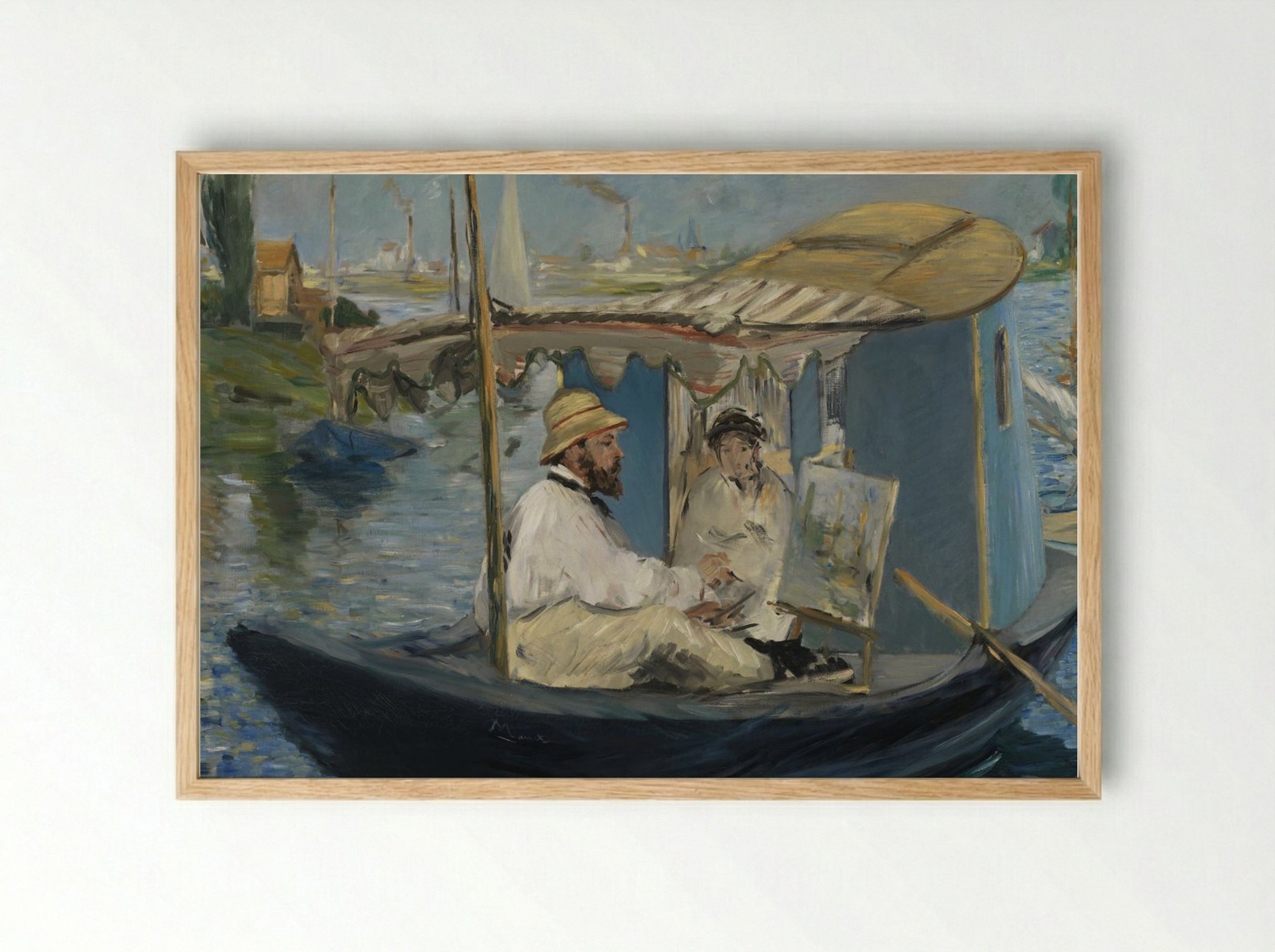 Claude Monet Painting in his Studio - Édouard Manet - Framed Print Wood
