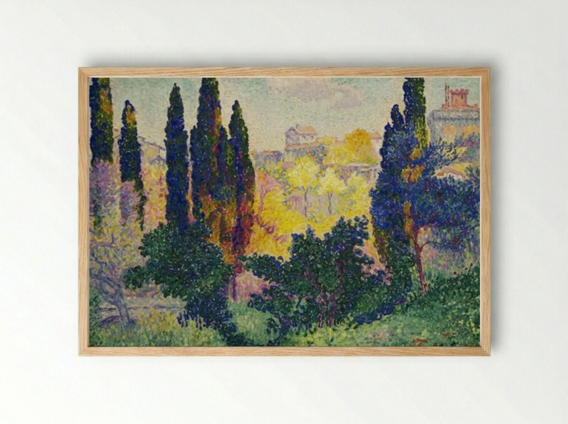 Les cyprès à Cagnes - Henri-Edmond Cross - Framed Print Wood