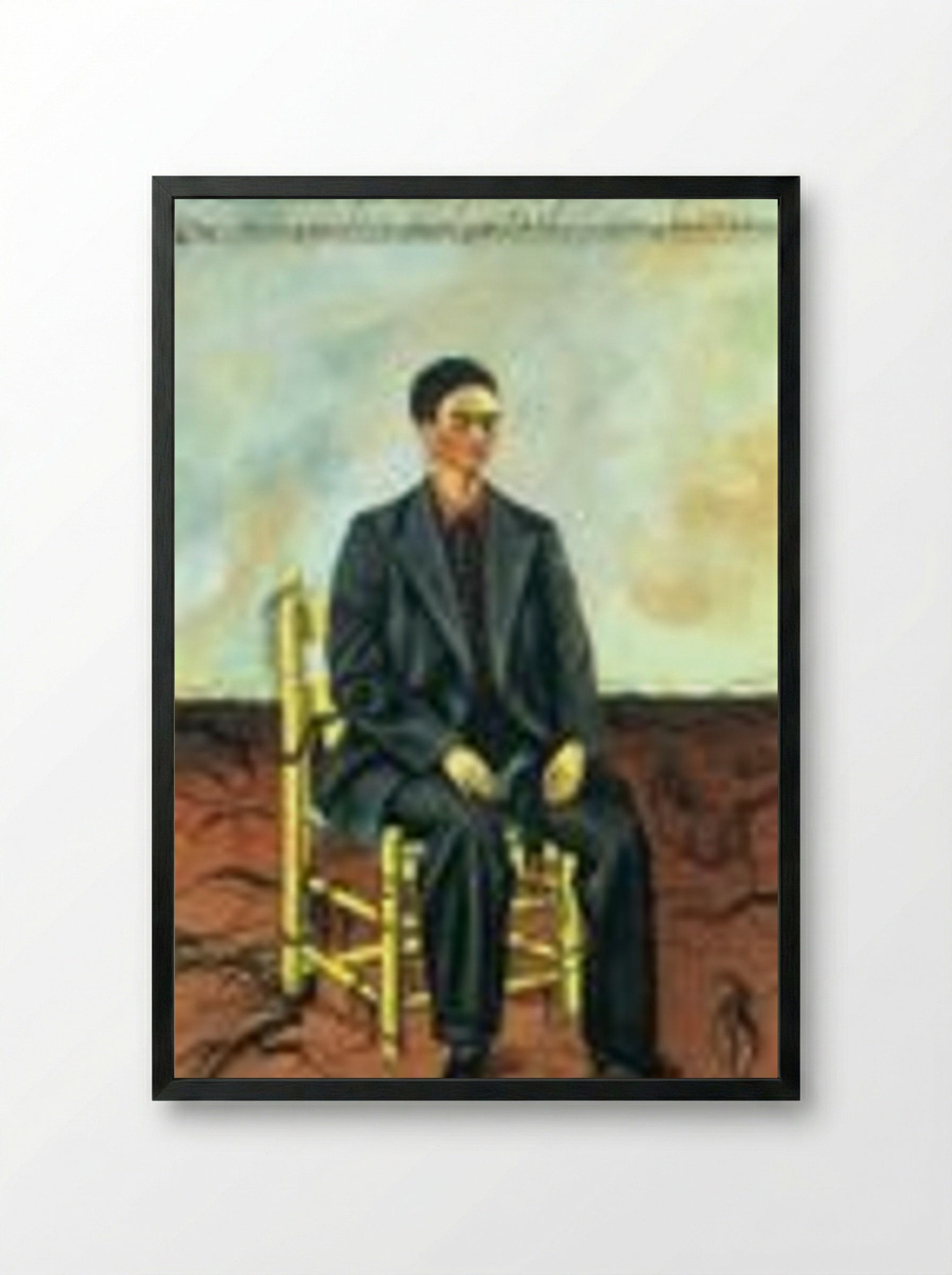 Self-Portrait with Cropped Hair - Frida Kahlo - Framed Print Black