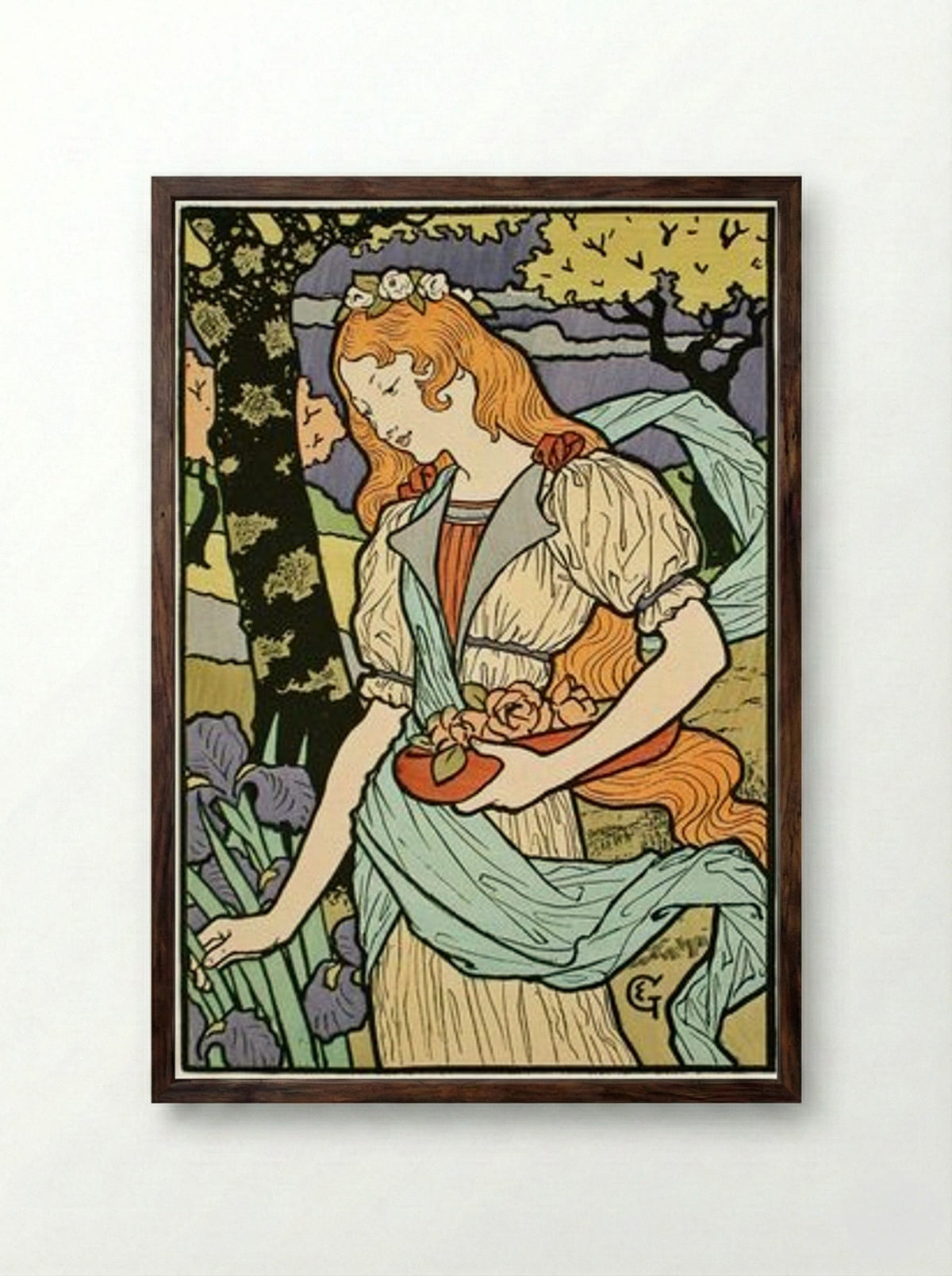 Poster for an Exhibition of French Decorative Art at the Grafton Galleries - Eugène Grasset - Framed Print Dark Wood