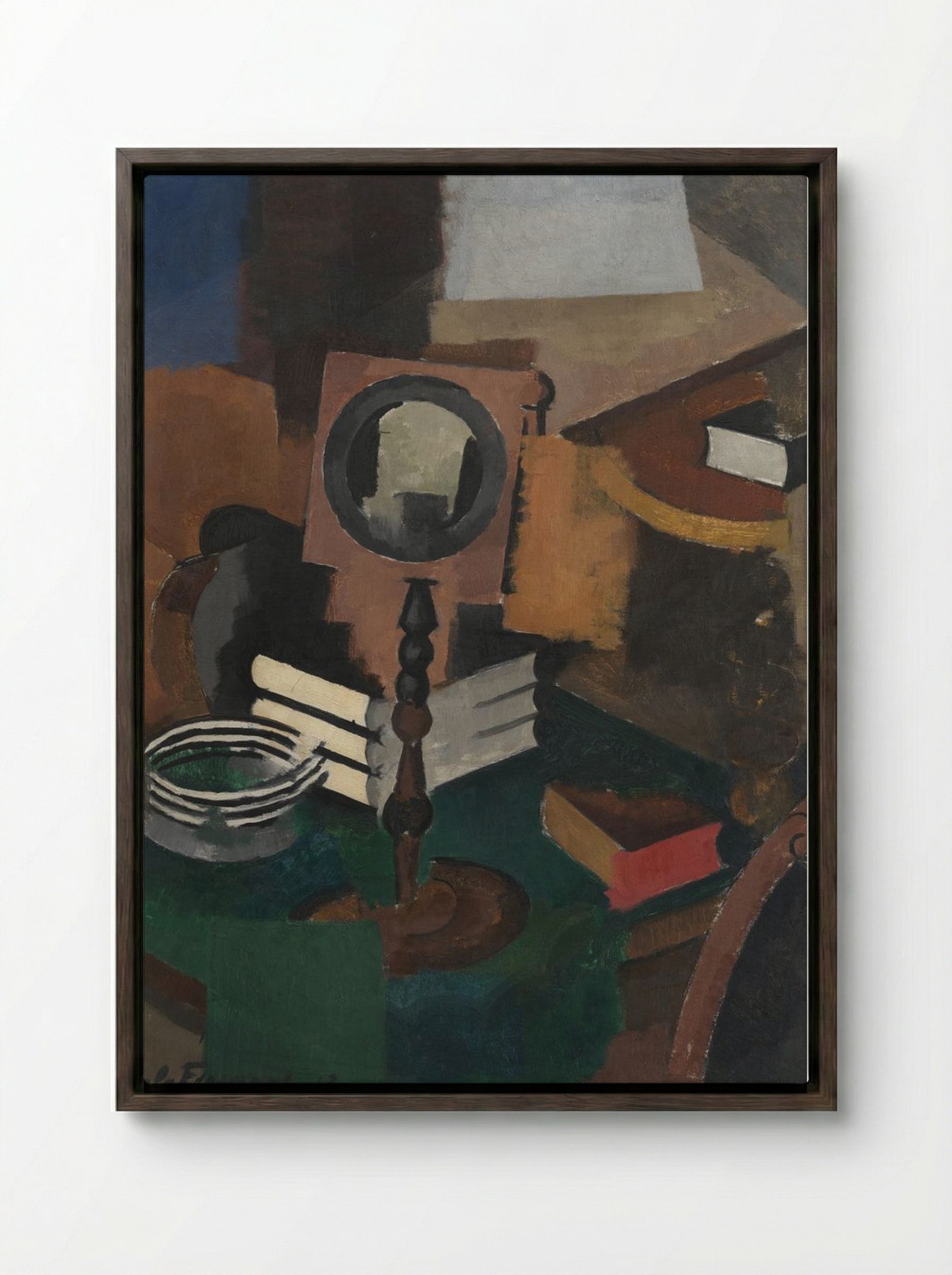 Still Life with Candlestick - Roger de La Fresnaye - Framed Canvas Dark Wood