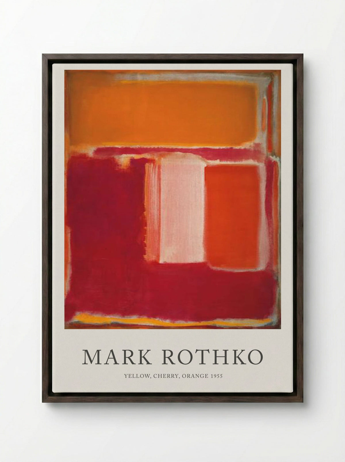 Yellow, Cherry, Orange - Mark Rothko - Framed Canvas Dark Wood