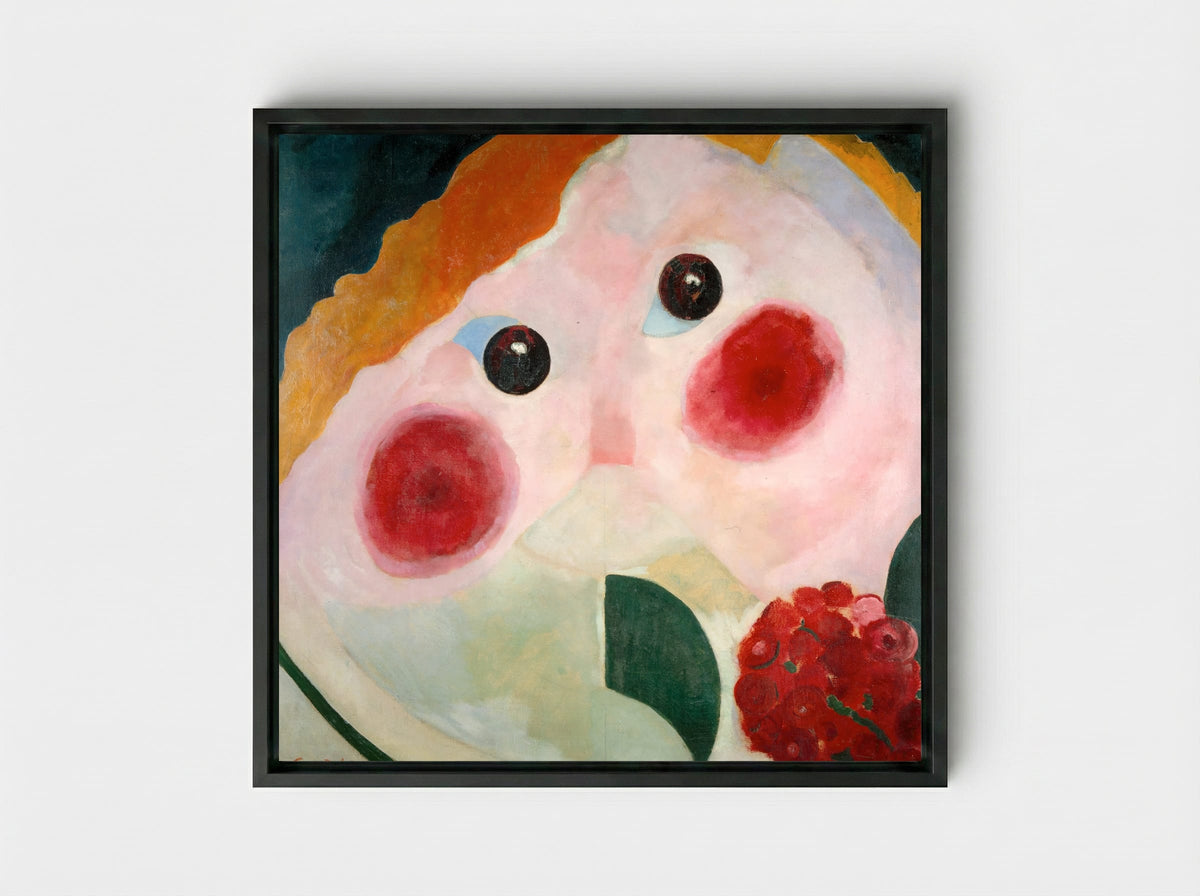 Girl with Ranunculus - Theo van Doesburg - Framed Canvas Black