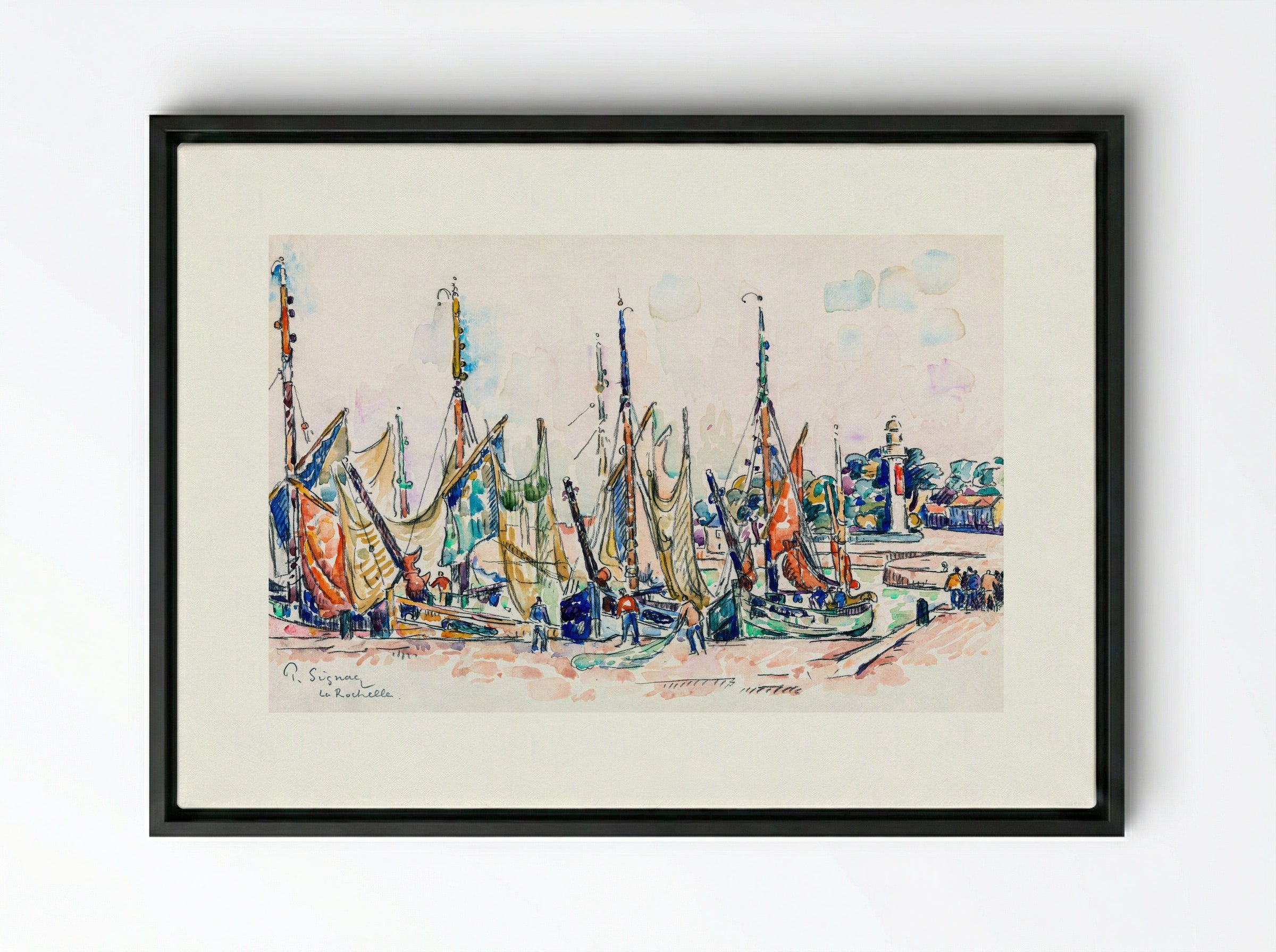 La Rochelle - Paul Signac - Framed Canvas Black