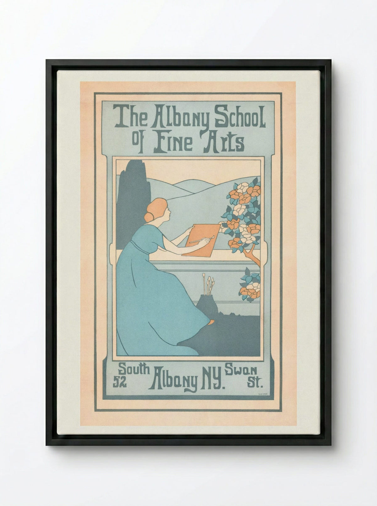 The Albany School of Fine Arts, 52 South Swan St., Albany, NY - E.M. Enos - Framed Canvas Black
