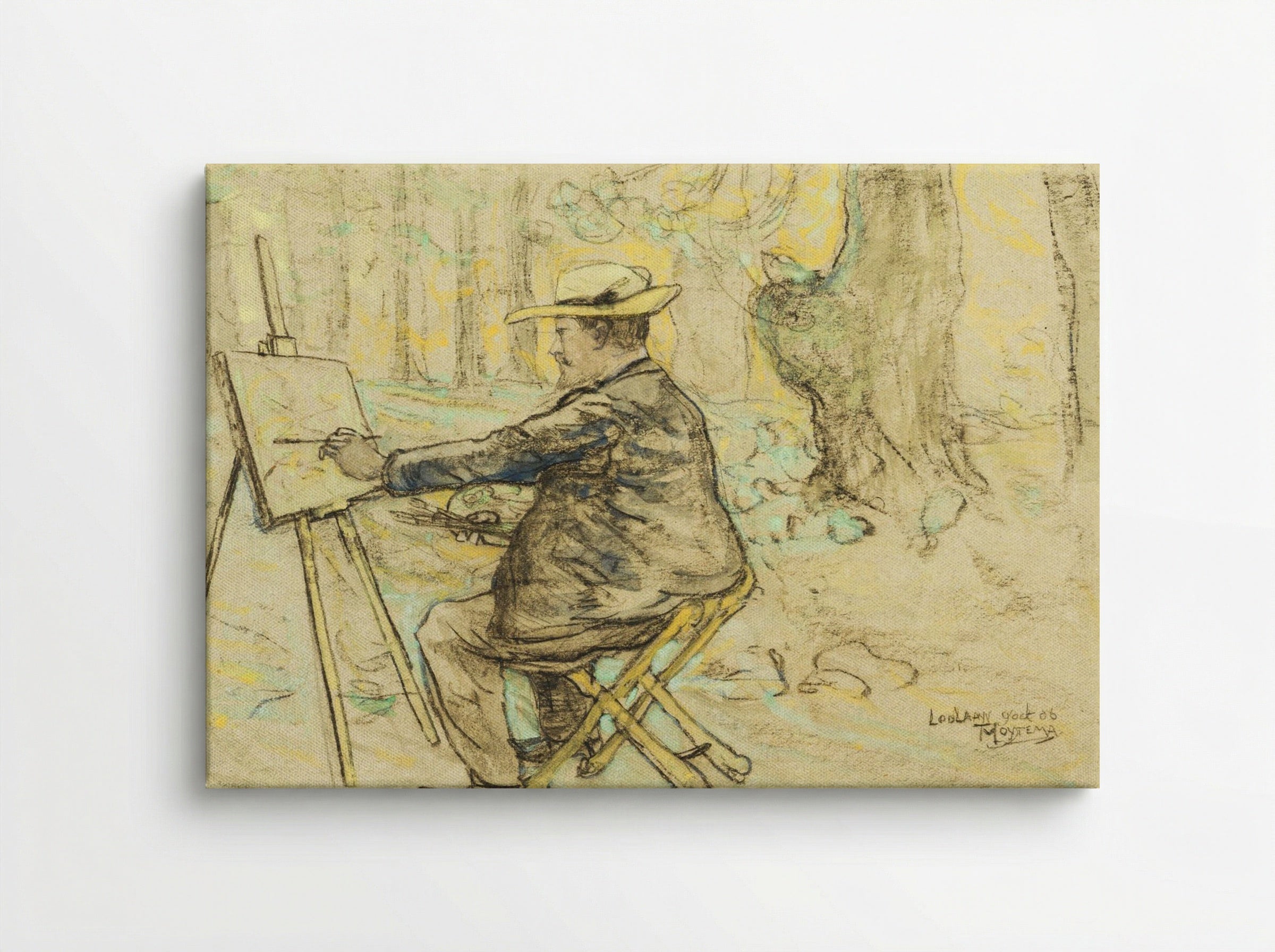 Portret van Henricus, schilderend in de Loolaan te Den Haag - Theodorus van Hoytema - Canvas