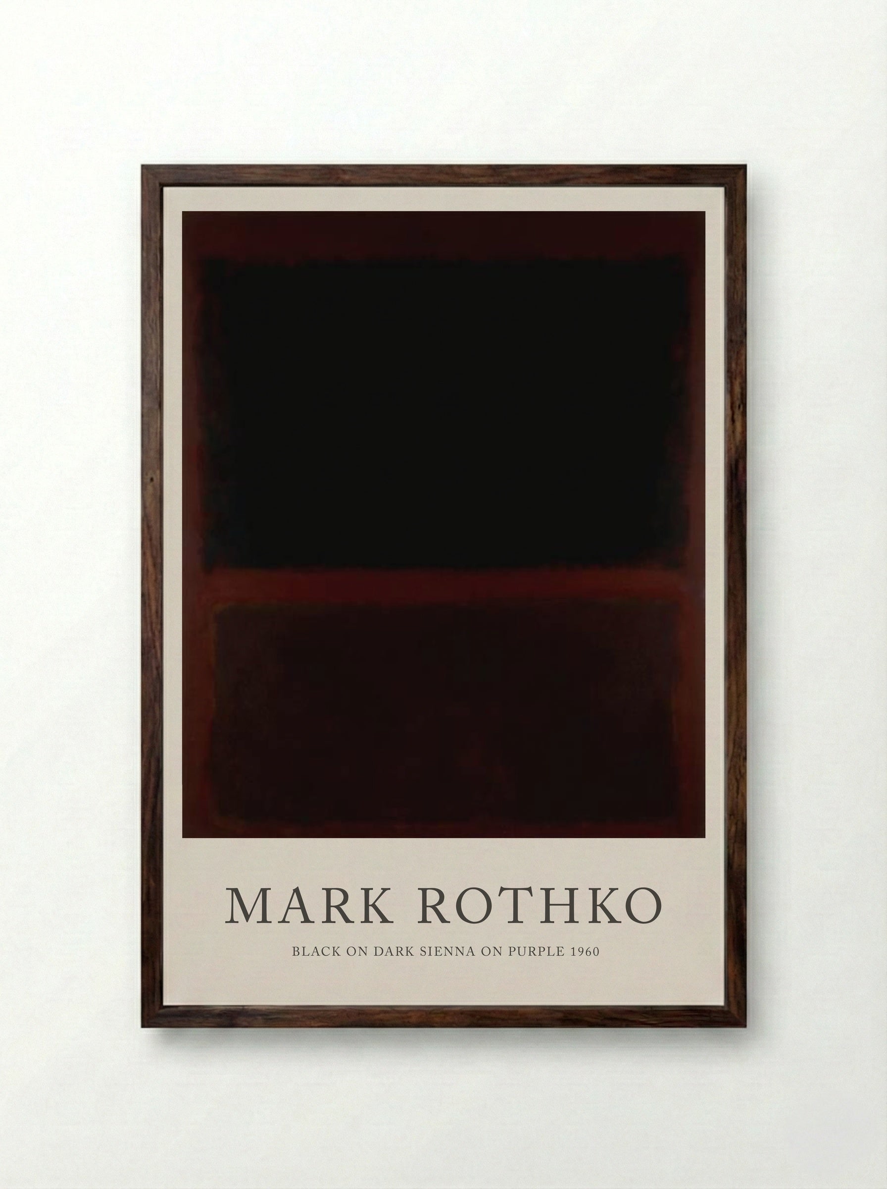 Black on Dark Sienna on Purple - Mark Rothko - Framed Print Dark Wood