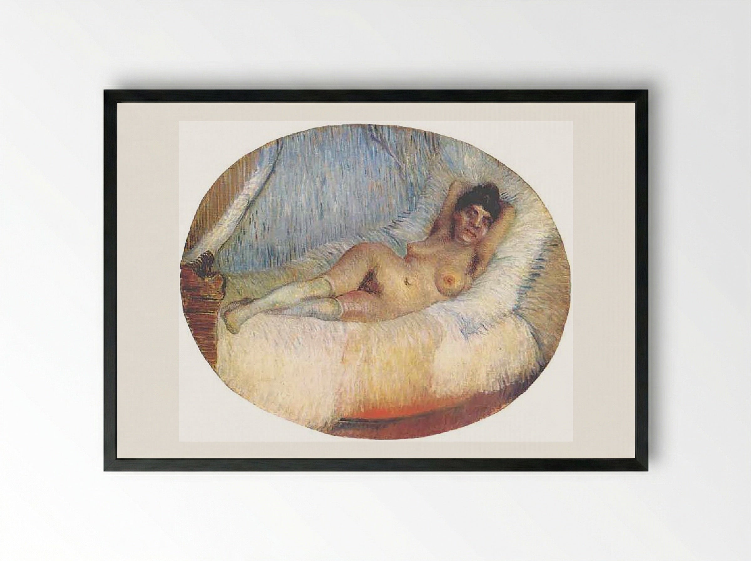 Nude on a Bed - Pierre Bonnard - Framed Print Black